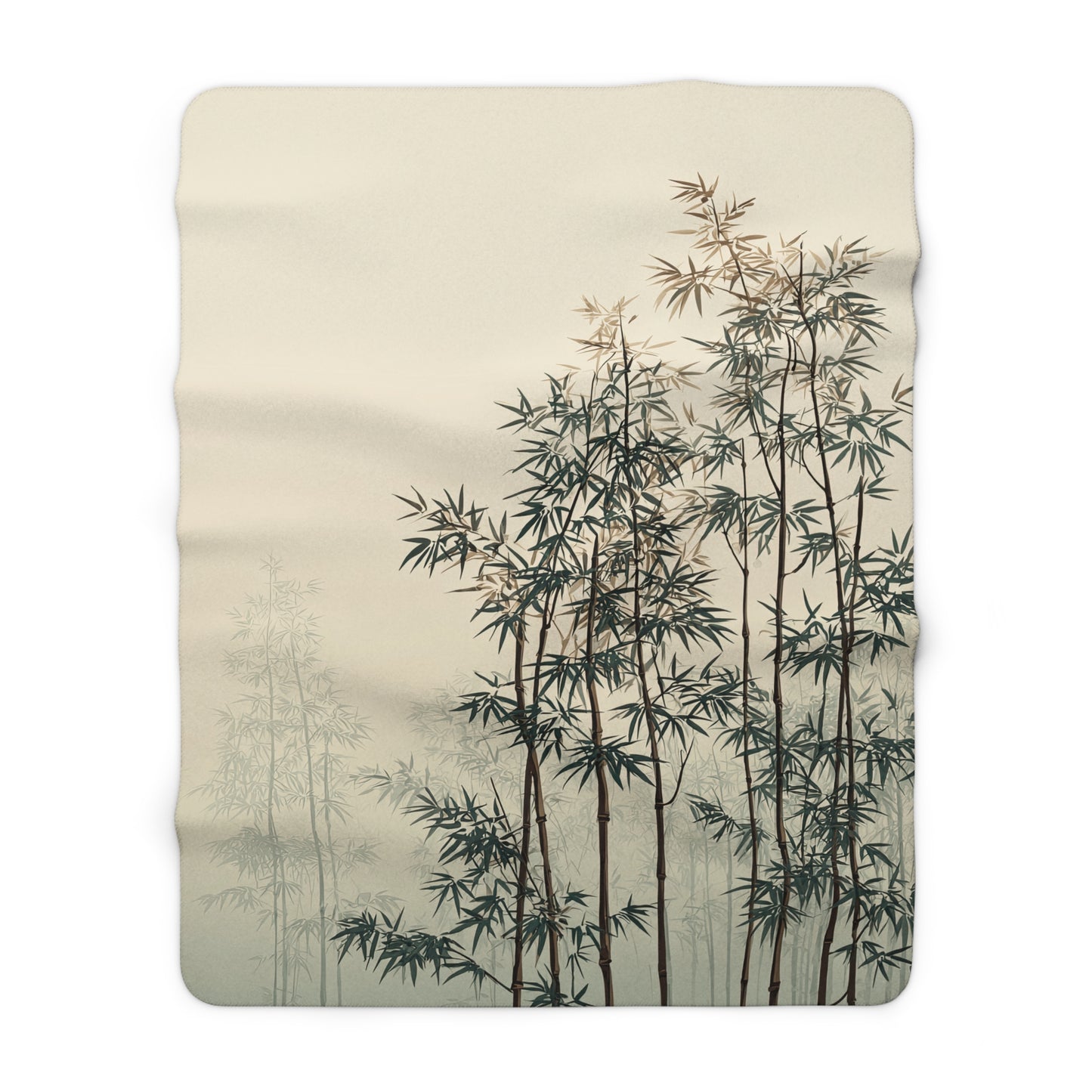 Bamboo Grove sherpa blanket — soft Asian-inspired fleece throw, minimalist home decor, zen gift