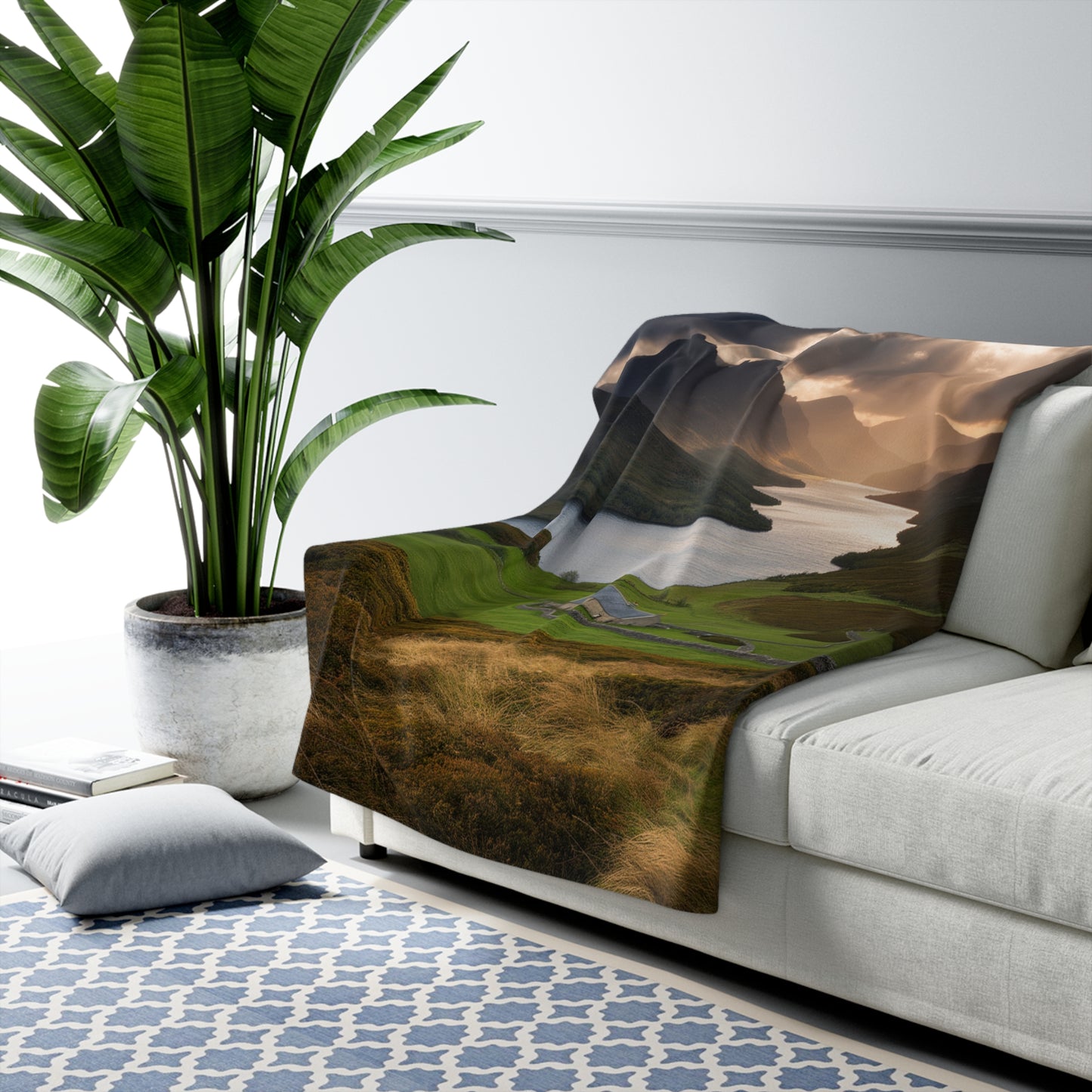 Artistic Sherpa Throw Blanket 60x80 | Soft Fleece Blanket | Home Decor Gift