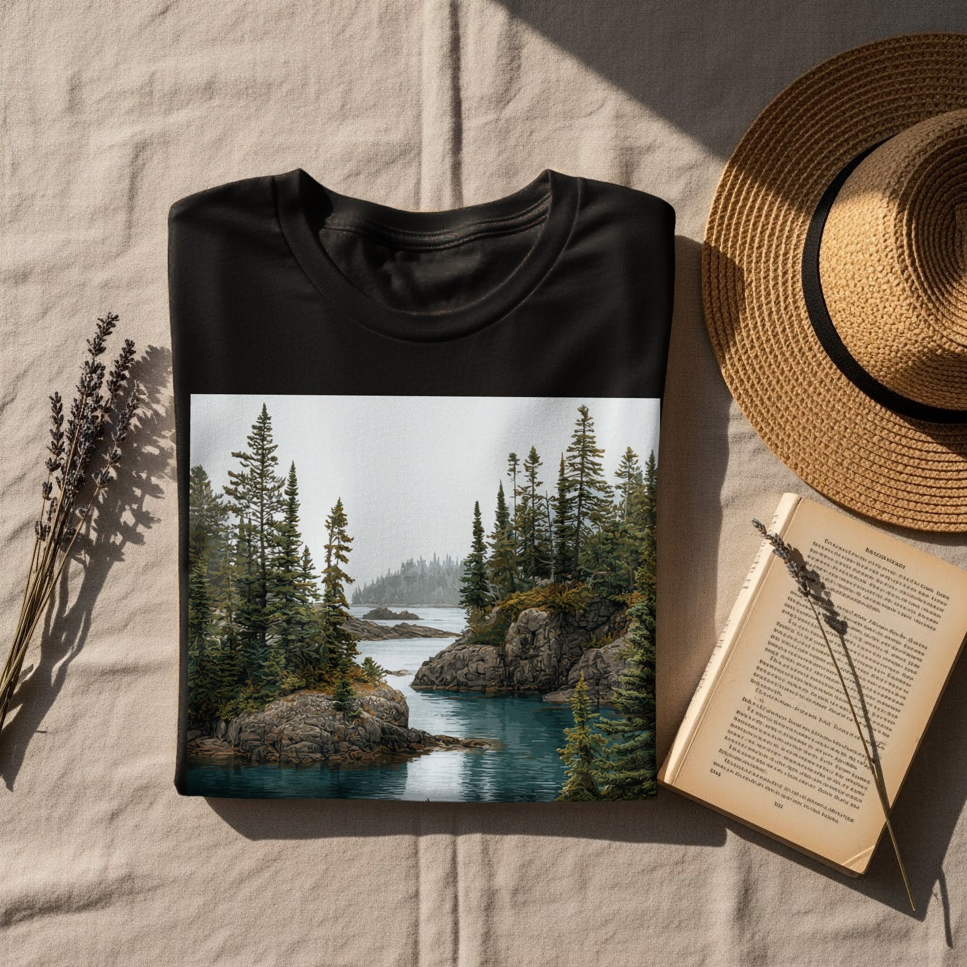 Landscape Forest and Lake Scene Graphic T-Shirt