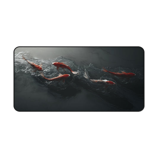 Koi Pond Desk Mat — Serene Red Koi Fish Mousepad for Office & Gaming