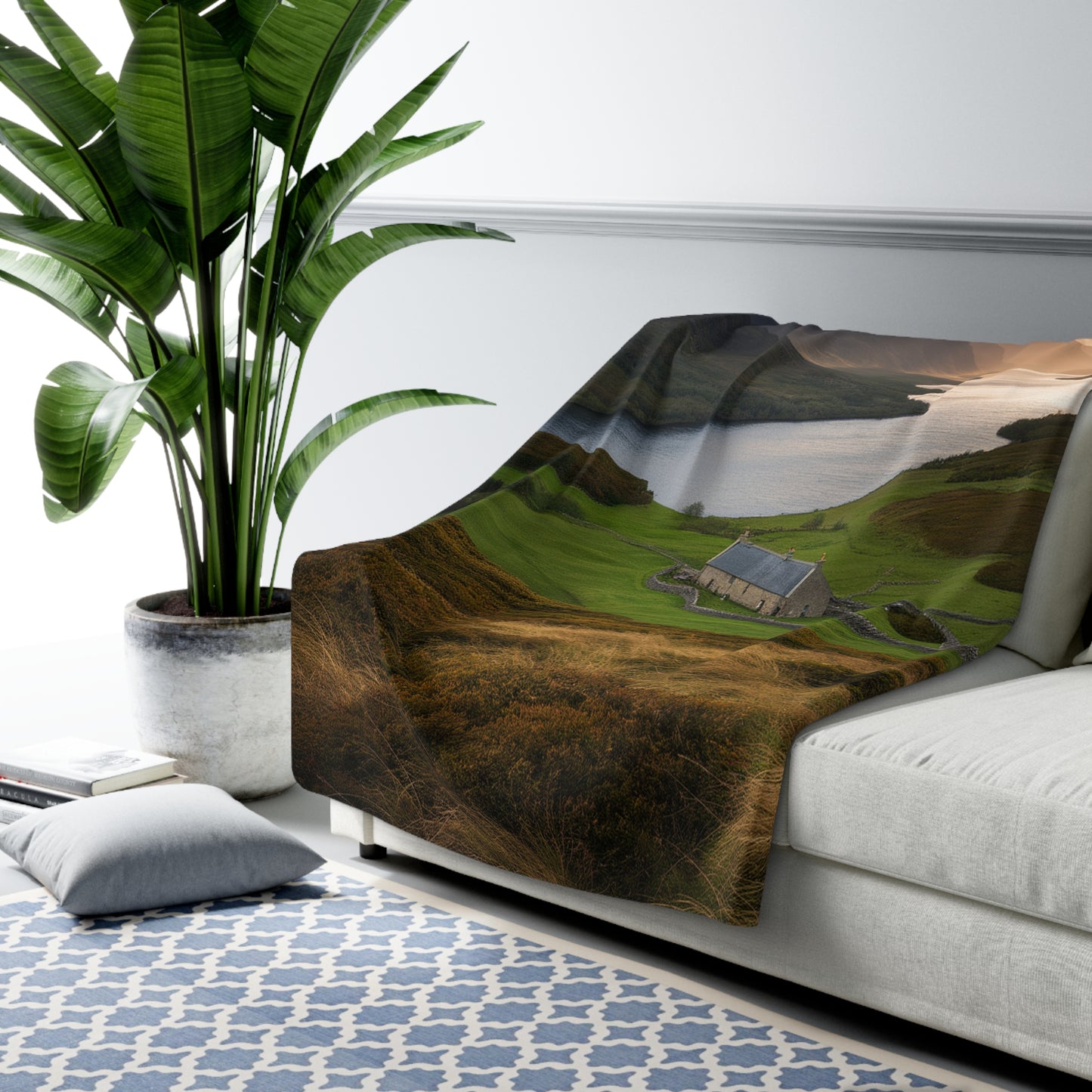 Artistic Sherpa Throw Blanket 60x80 | Soft Fleece Blanket | Home Decor Gift