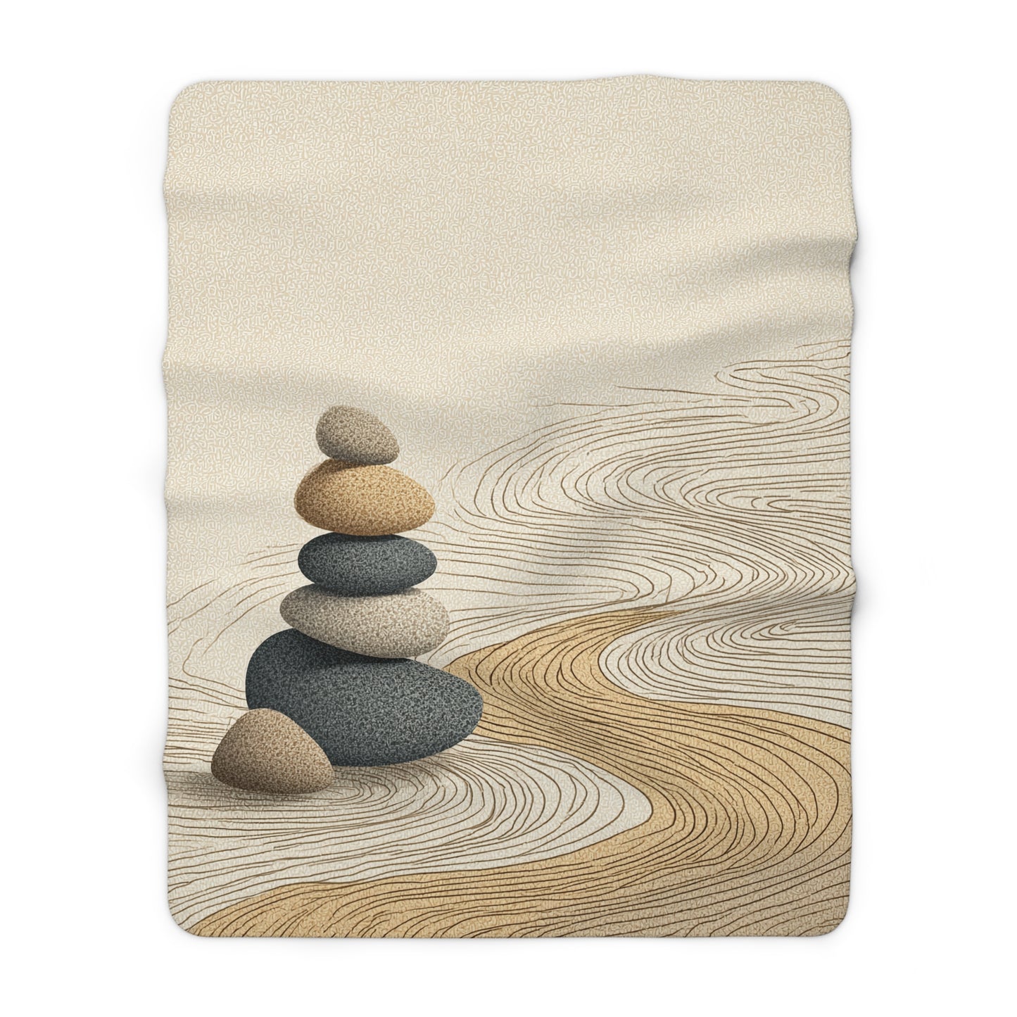 Zen Stone Stack sherpa fleece blanket — calming spa-inspired throw, meditation gift, self care, neutral decor