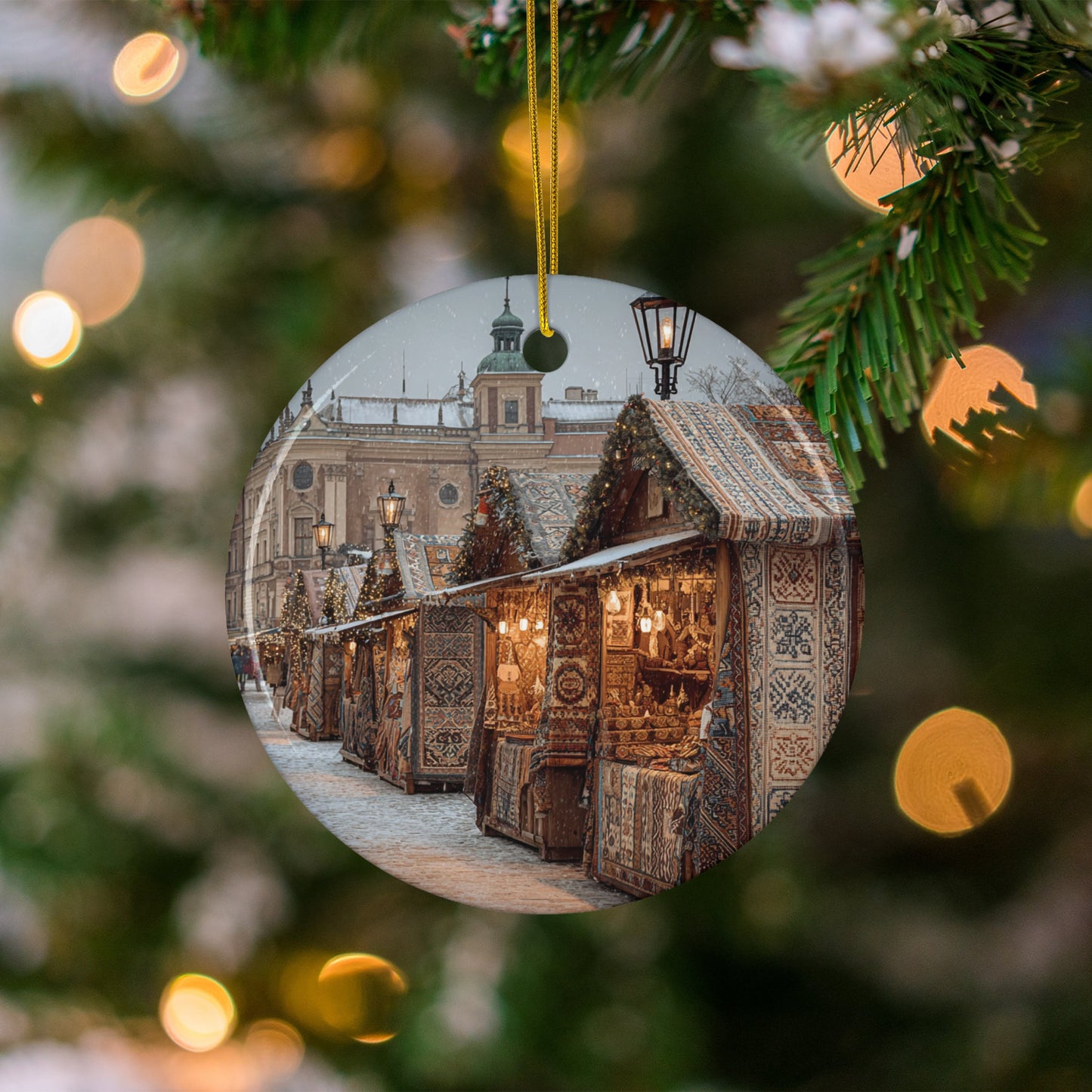 Vintage Holiday Market Ceramic Ornament