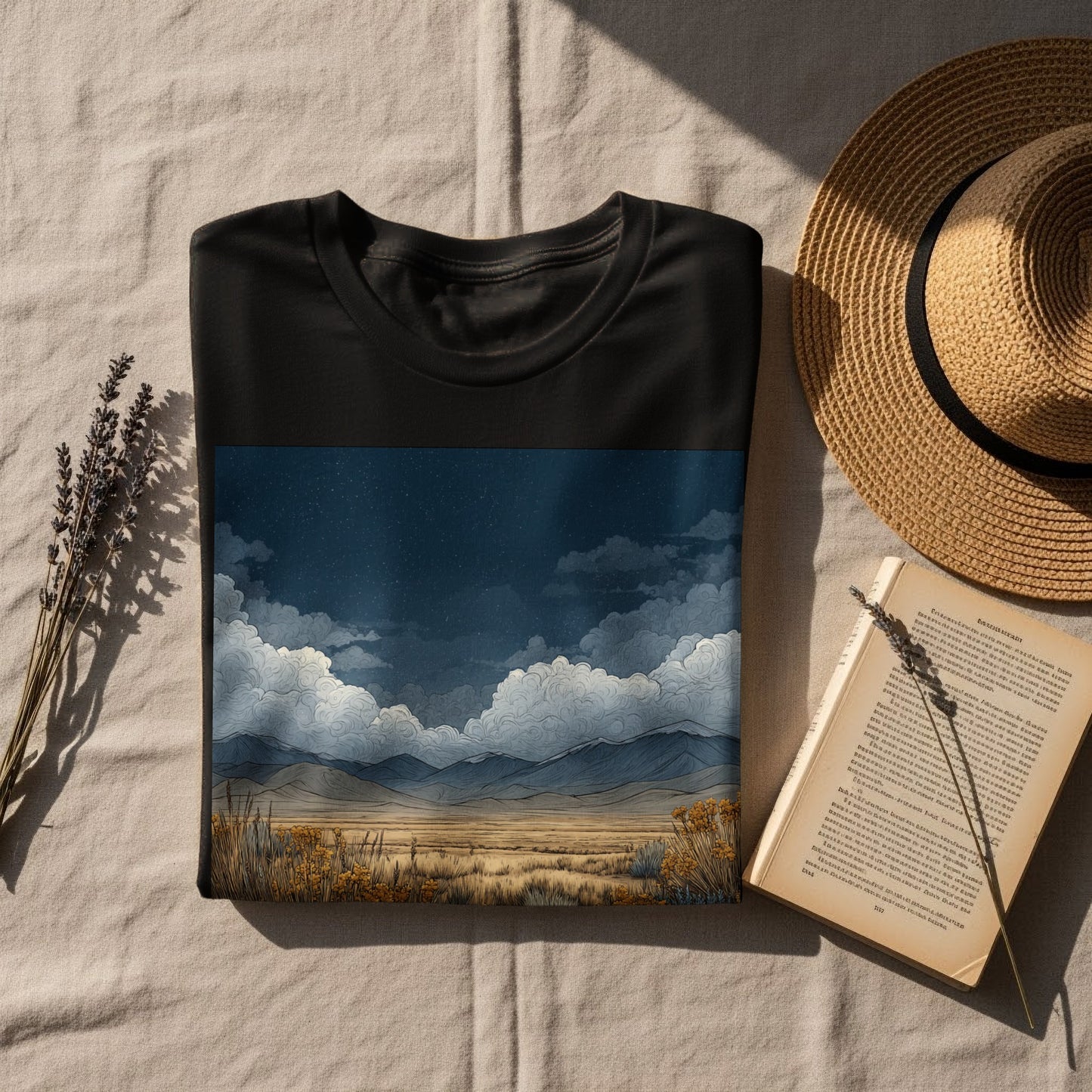 Captivating Night Sky Over Mountains Art T-Shirt