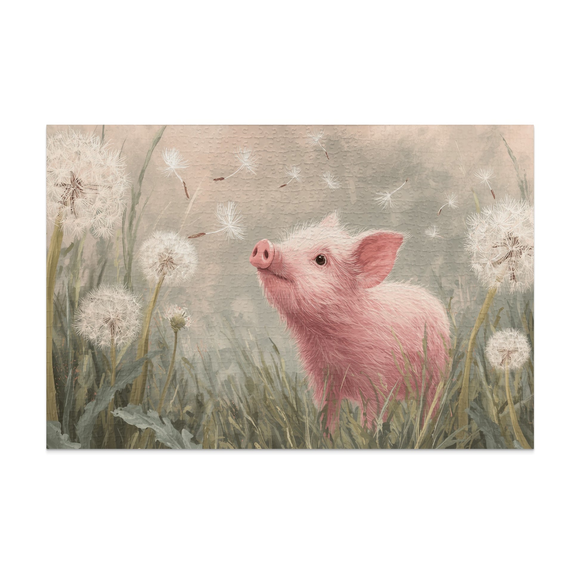 Pink Piglet Dandelion Field Blowing Seeds Whimsical product type