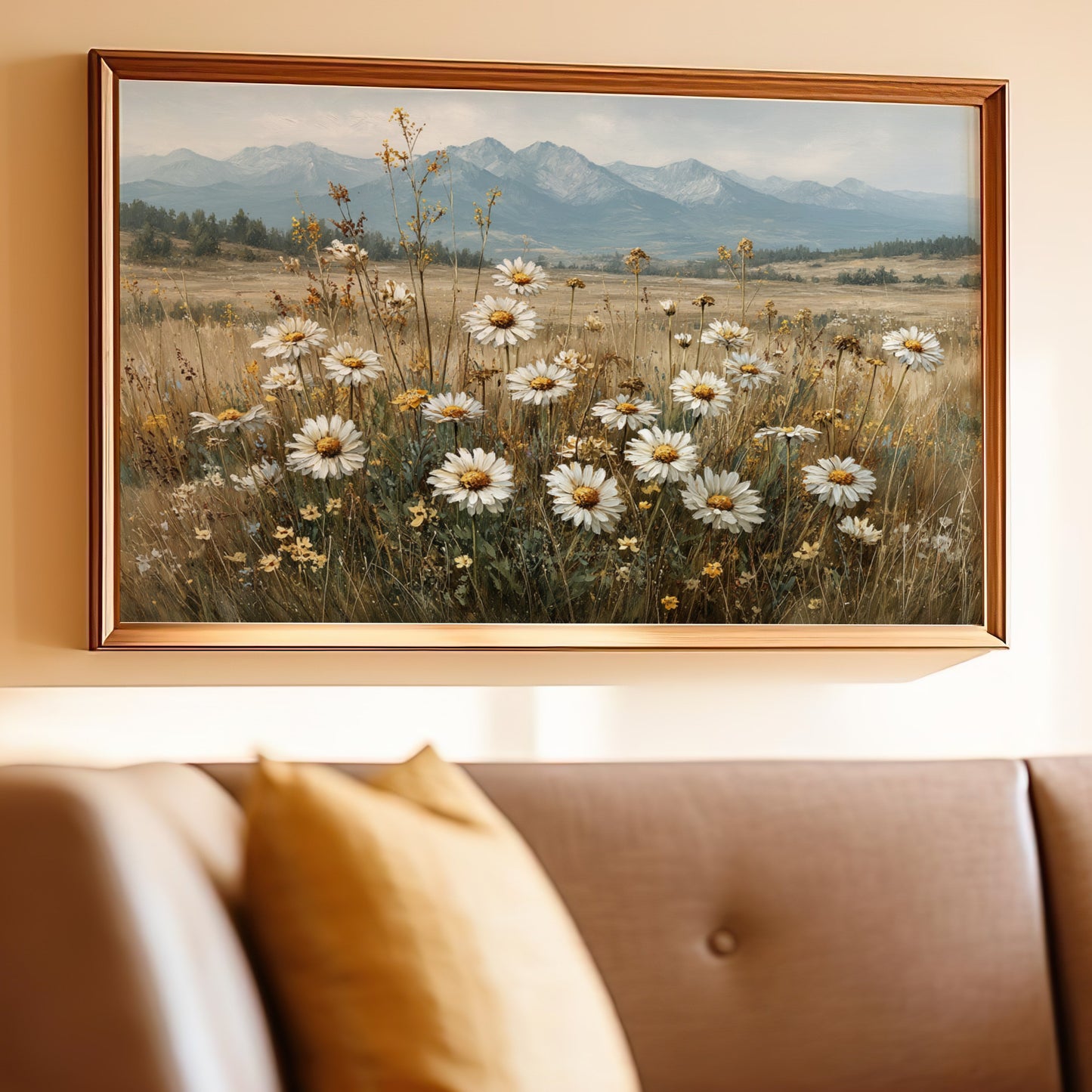 Beautiful Mountain Field of Wildflowers Wall Art Decor