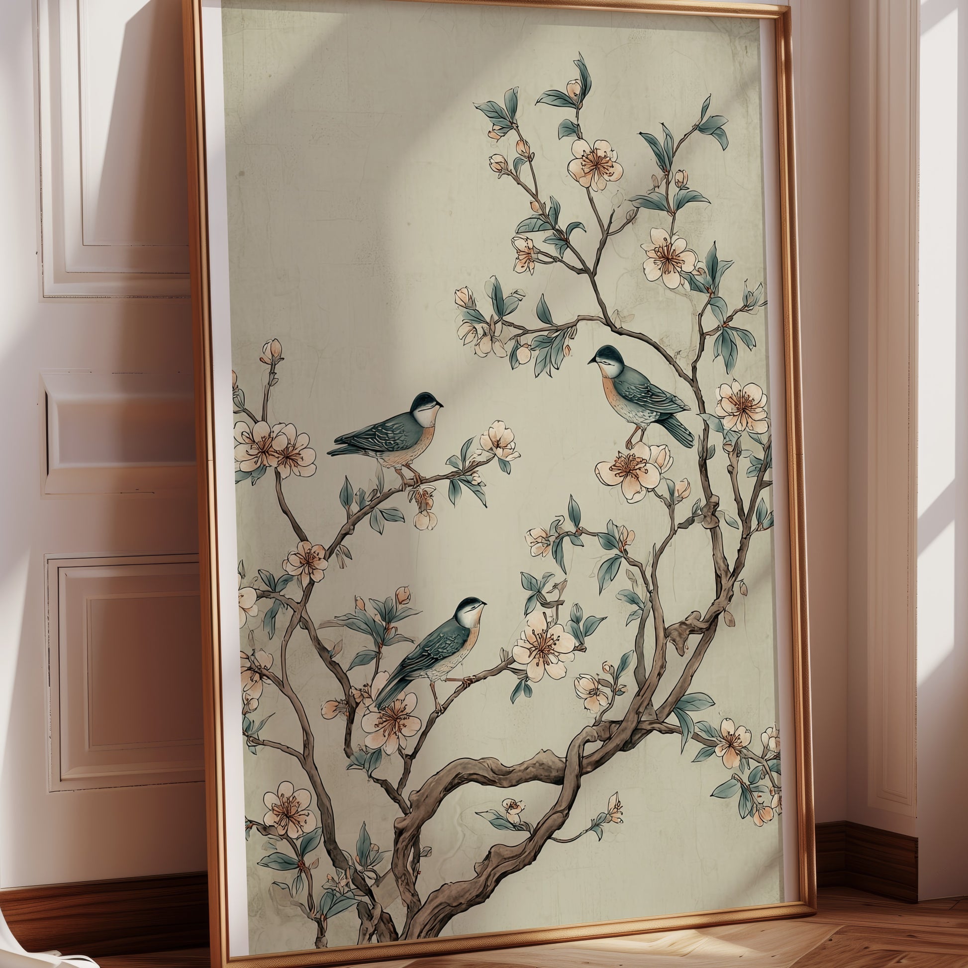 Beautiful Bird and Floral Artwork Framed Wall Decor