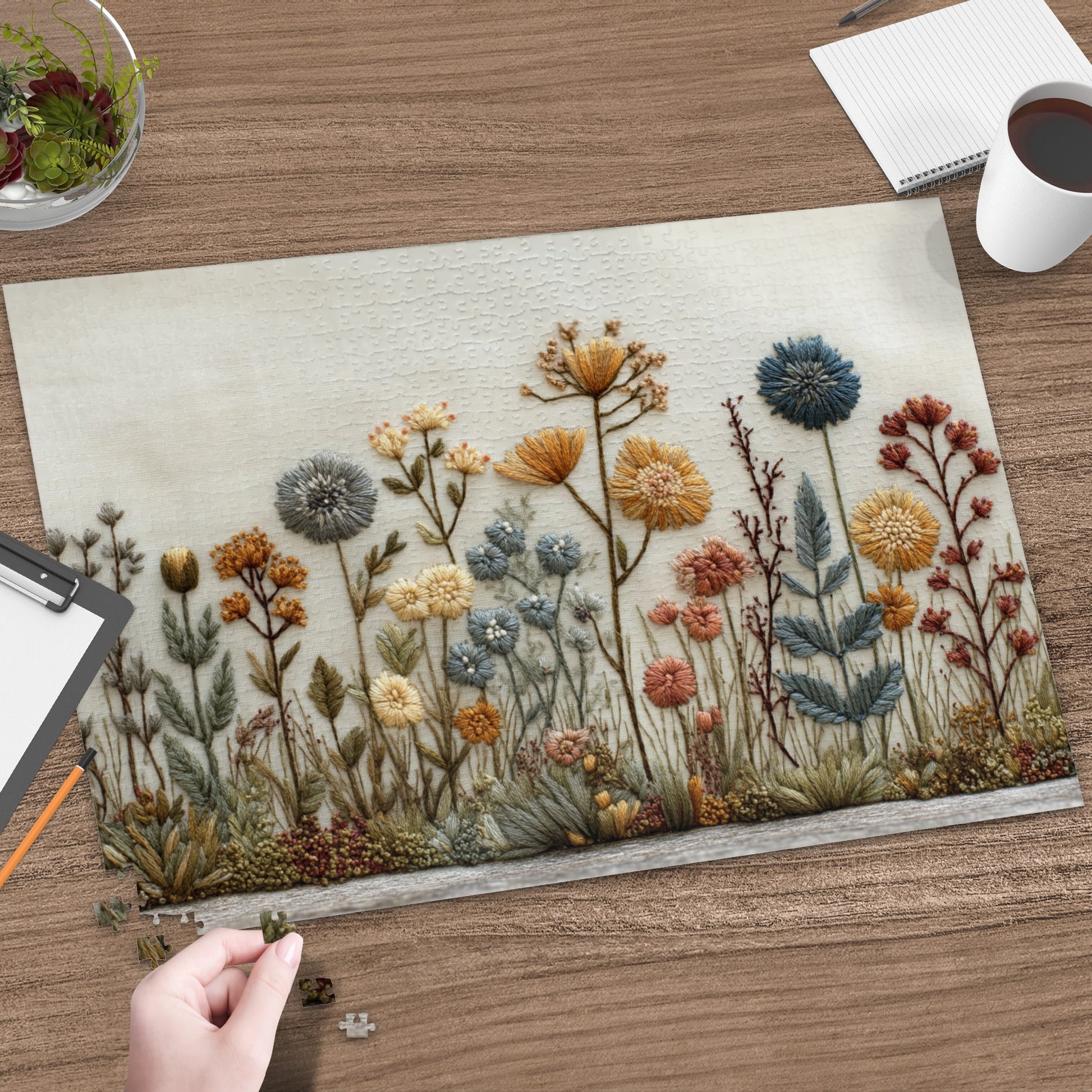 Beautiful Embroidered Style Wildflowers Puzzle