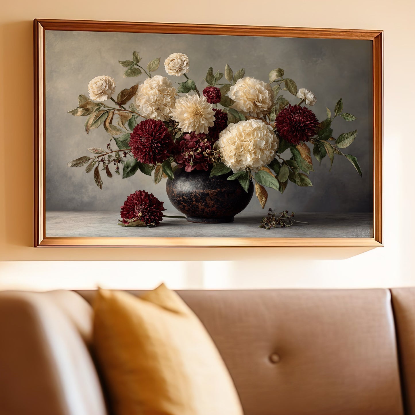 Elegant Floral Still Life Artwork in Classic Frame