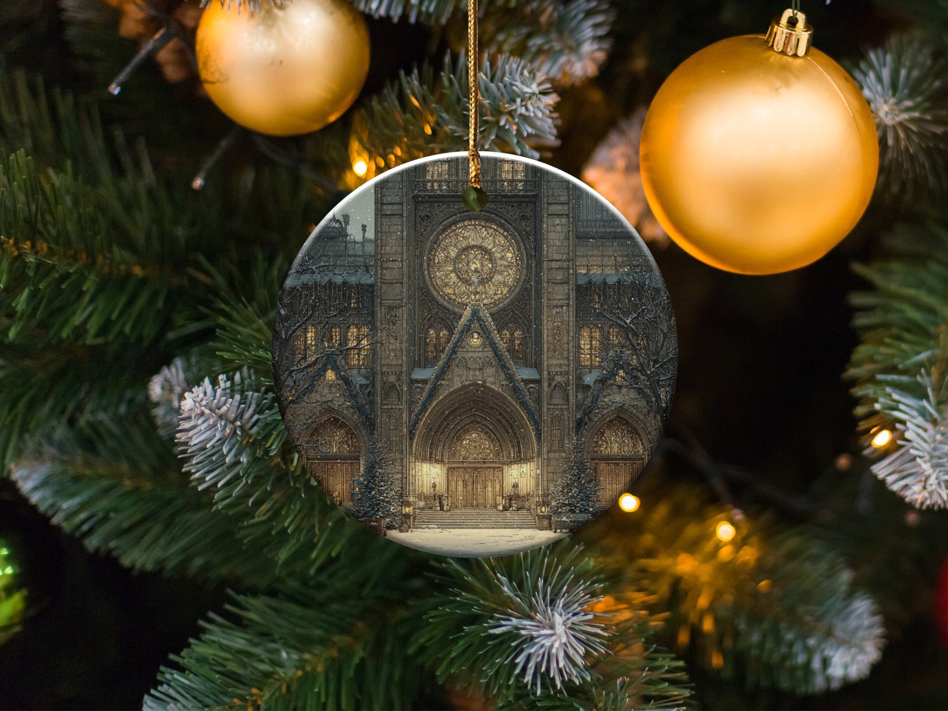 Illuminated Cathedral Christmas Tree Ornament product