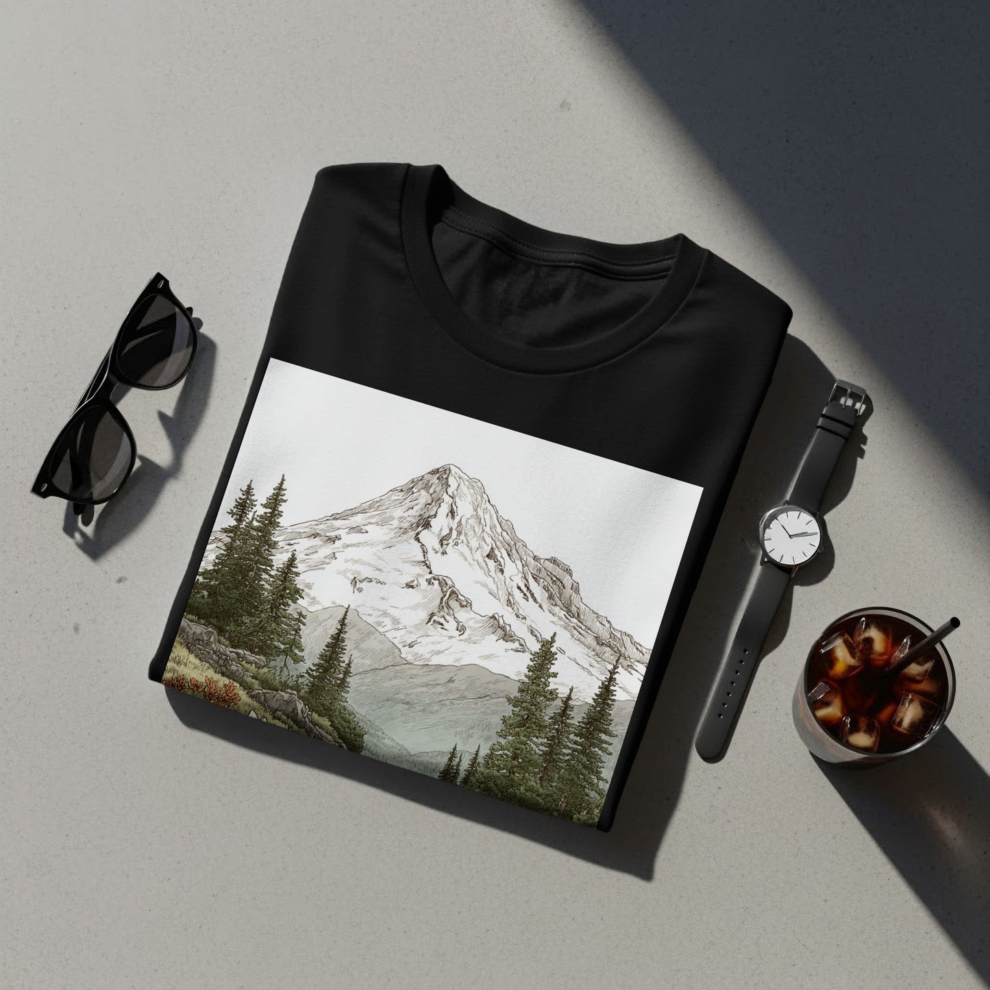 Scenic Mountain Landscape Printed T-shirt for Nature Lovers