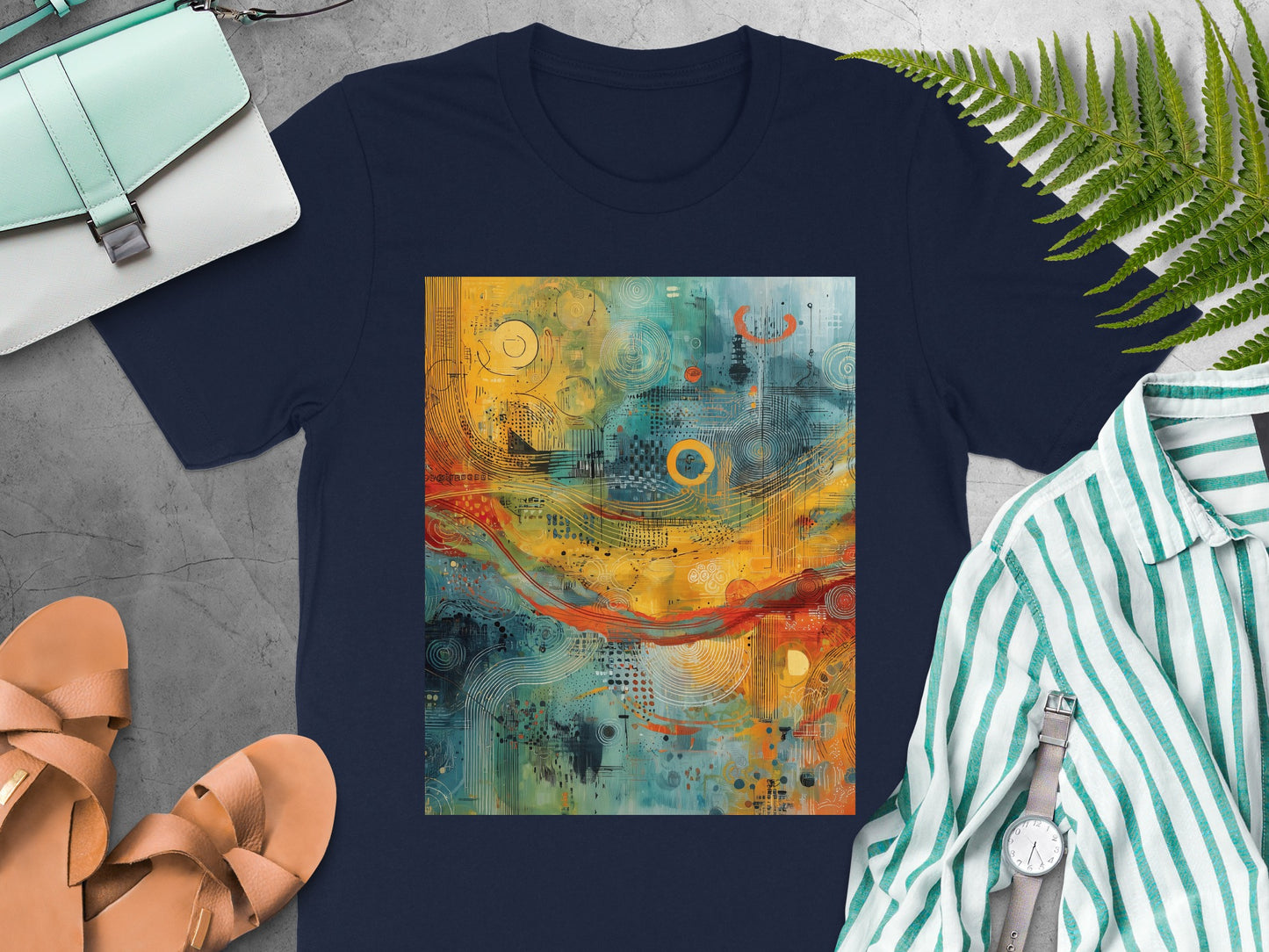 Abstract Yellow Orange Blue Design Circles Lines product type

T-shirt
Tee shirt
Abstract art
Modern art
Artistic design
Vibrant print
Colorful tee
Geometric pattern
Circle design
Line art
Swirl pattern
Yellow shirt
Orange accents
Blue tones
Teal shades
Unique graphic
Contemporary fashion
Art lover gift
Casual top
Expressive style