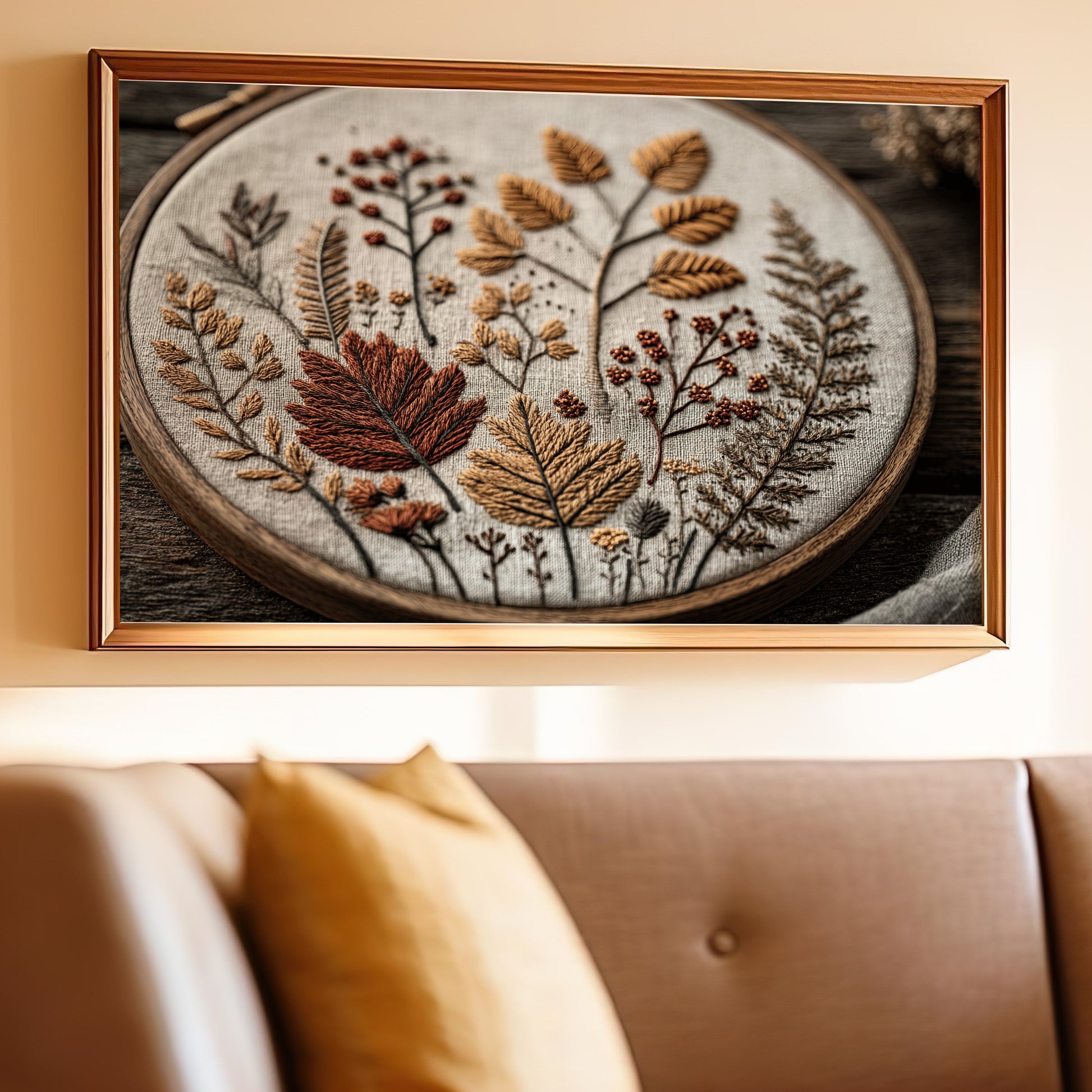 Handcrafted Botanical Embroidery Wall Art Decor