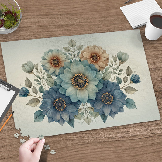 Beautiful Floral Arrangement With Blue And Brown Hues