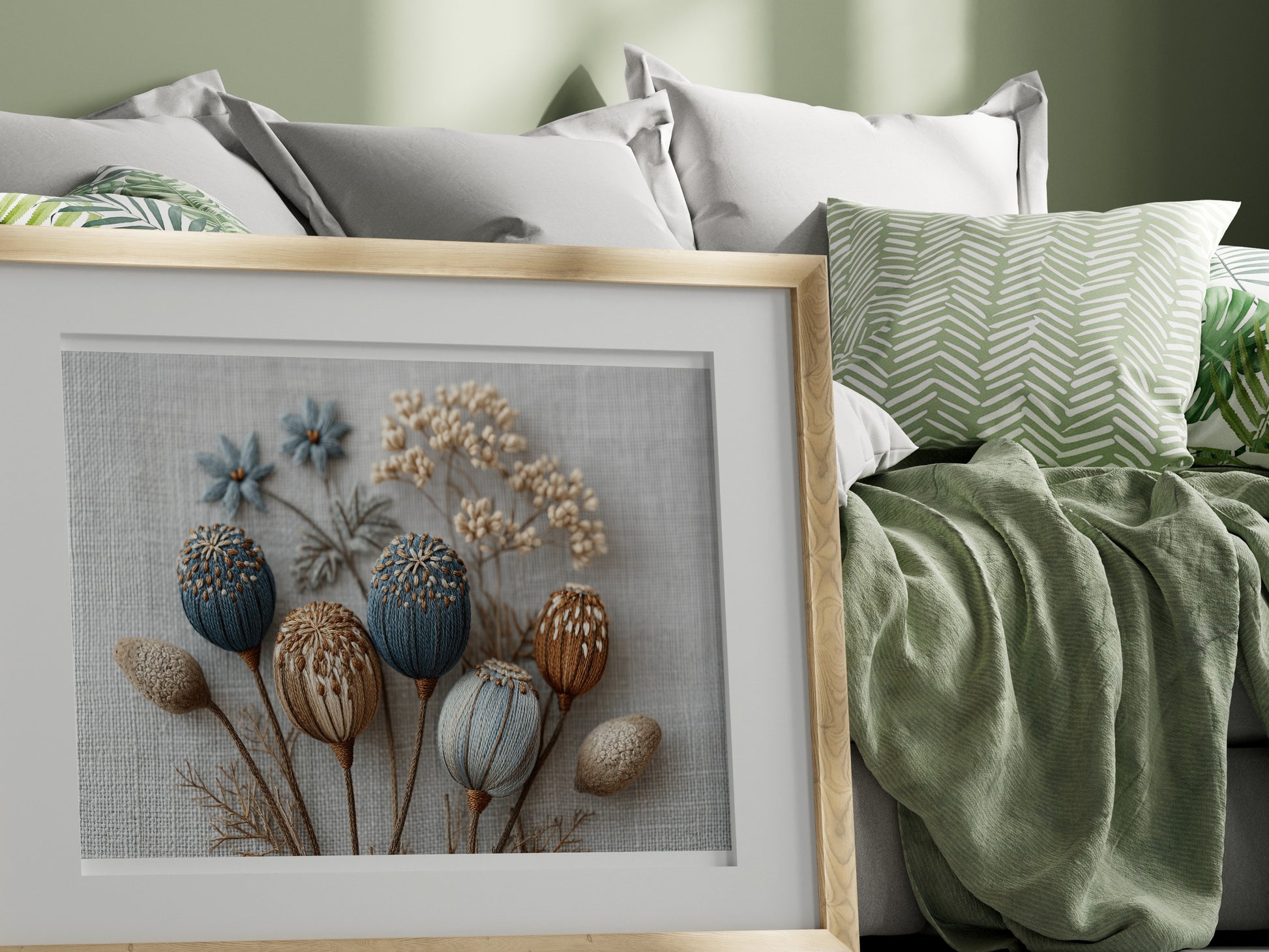 Framed Embroidery Garden Art Perfect for Home Decor