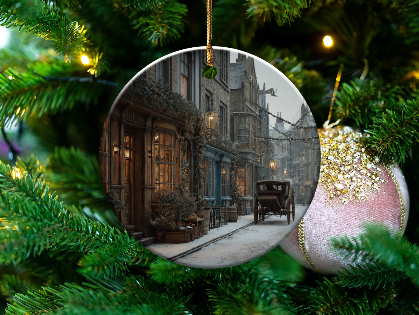 Victorian Street Scene Christmas Ornament product