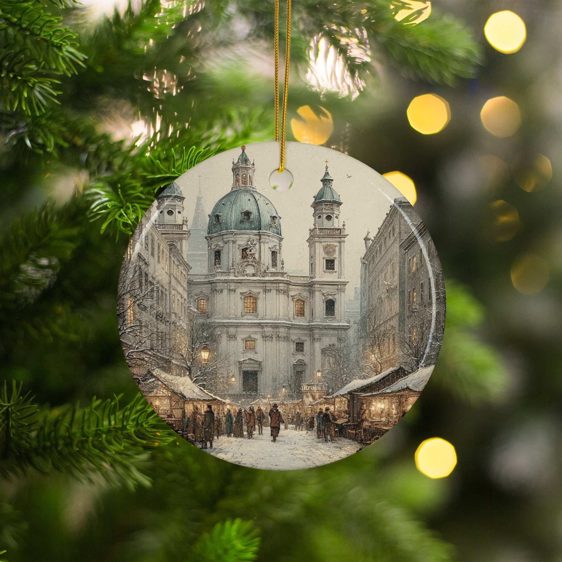 Winter Cathedral Scene Christmas Ornament