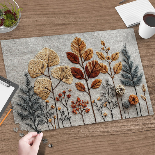 Intricate Botanical Nature Puzzle On Wooden Table