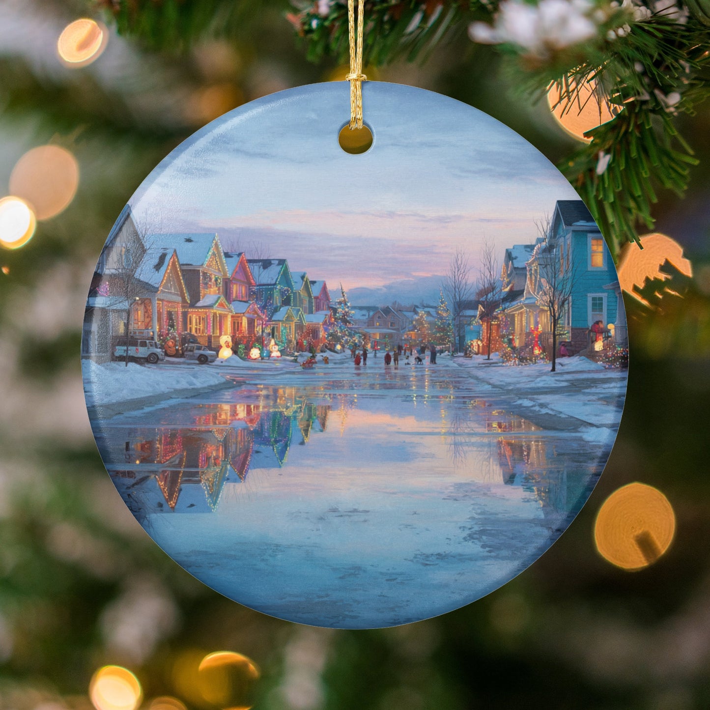 Magical Snowy Christmas Village Christmas Ornament