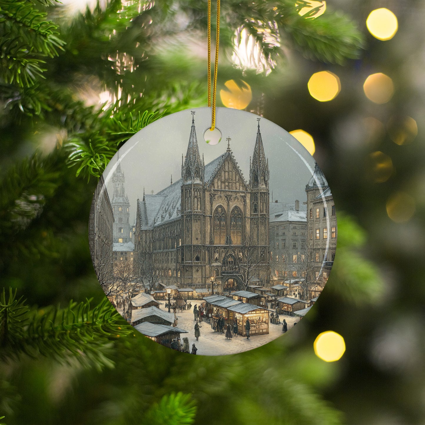 Historic City Landscape Christmas Ornament Product