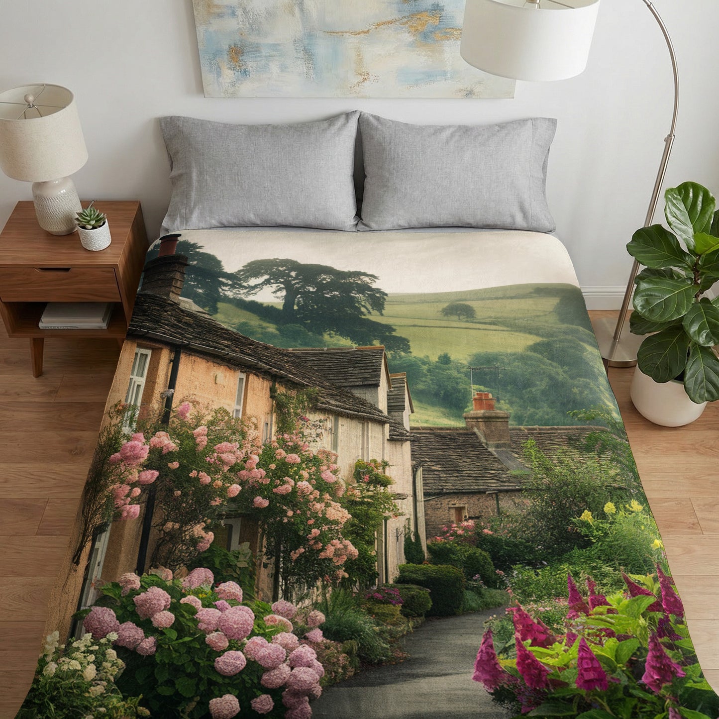 Boho Floral Sherpa Throw Blanket 60x80 | Cozy Sherpa Fleece | Unique Gift Idea