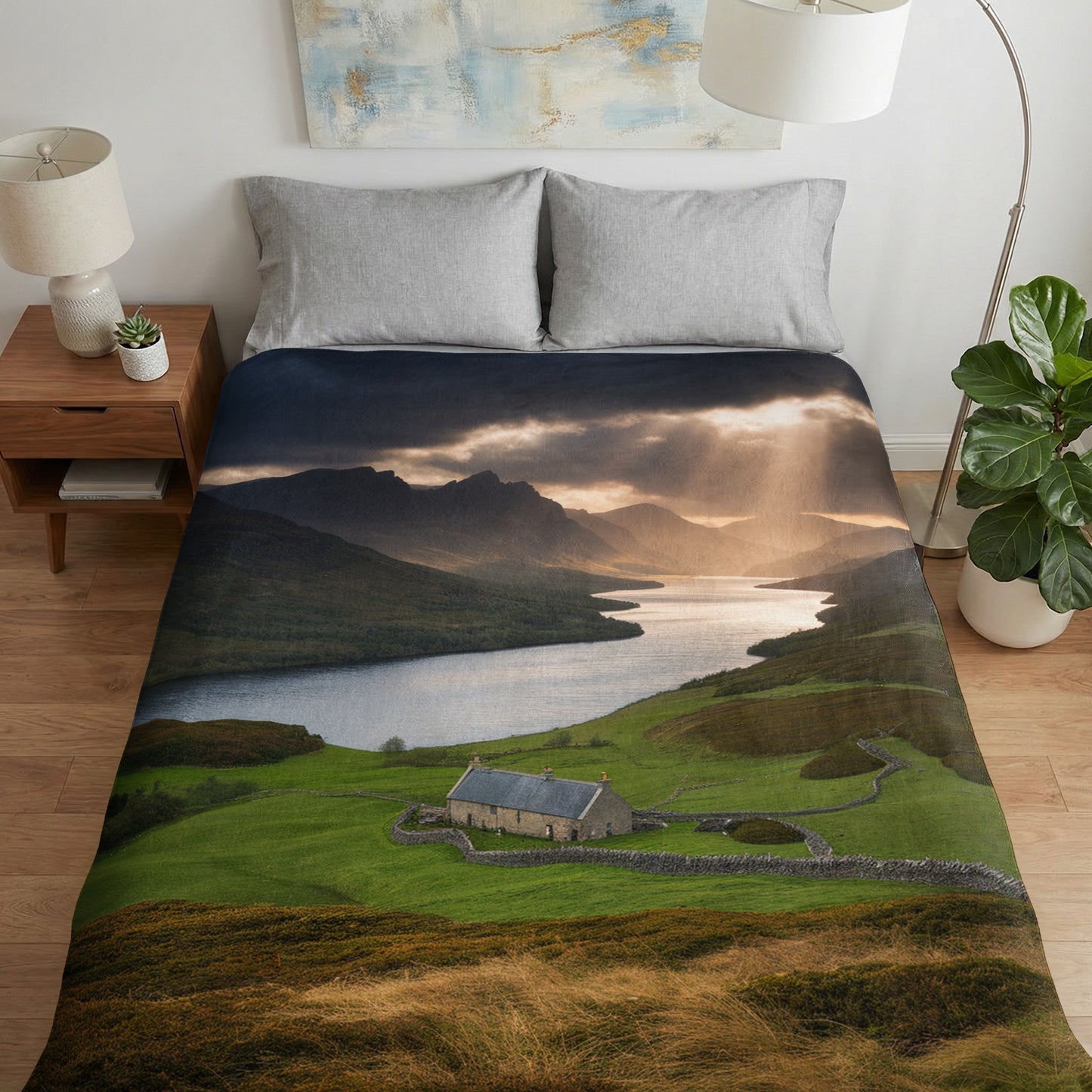 Artistic Sherpa Throw Blanket 60x80 | Soft Fleece Blanket | Home Decor Gift