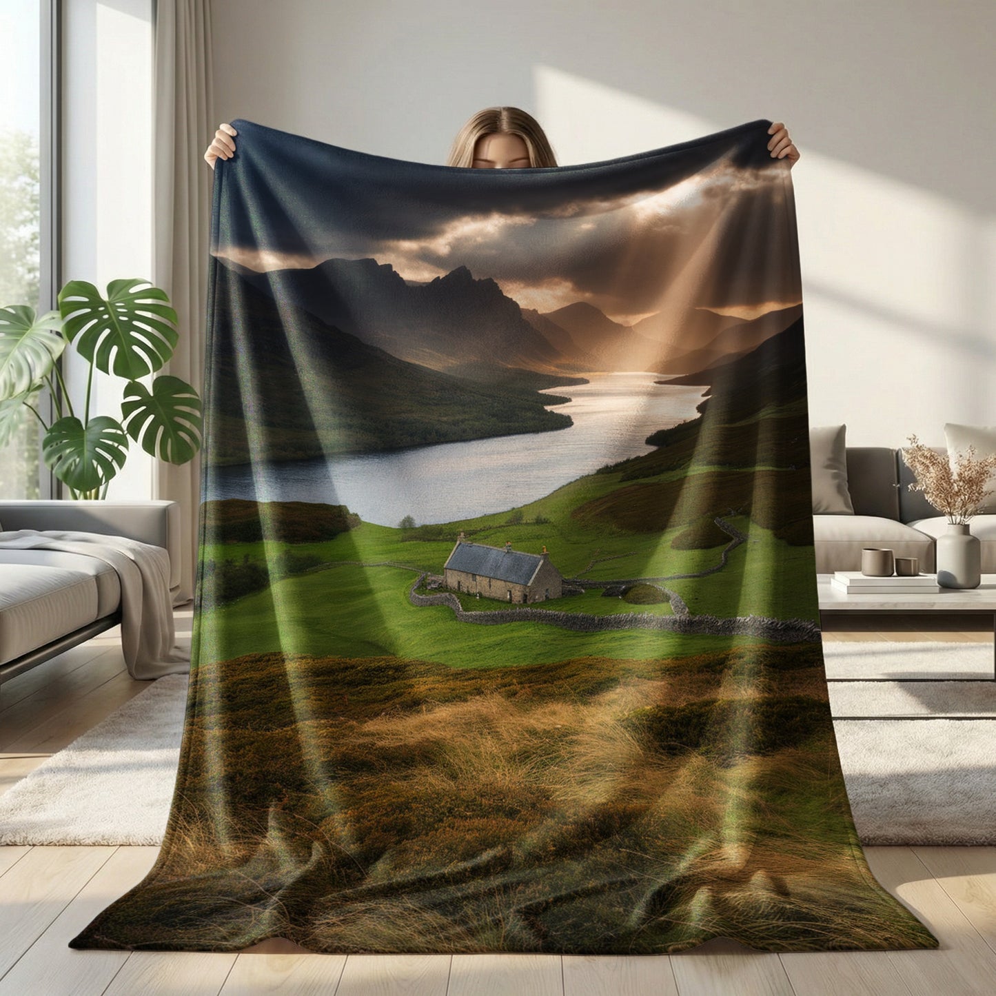 Artistic Sherpa Throw Blanket 60x80 | Soft Fleece Blanket | Home Decor Gift