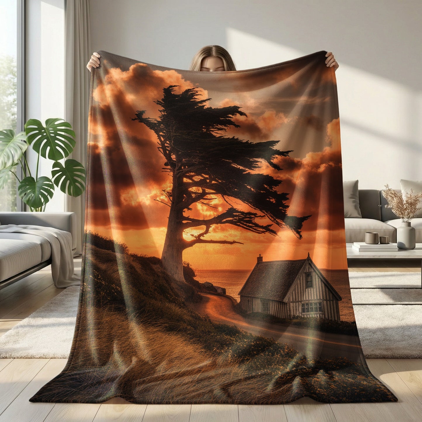Statement Sherpa Blanket 60x80 | Bold Throw Blanket | Unique Home Gift