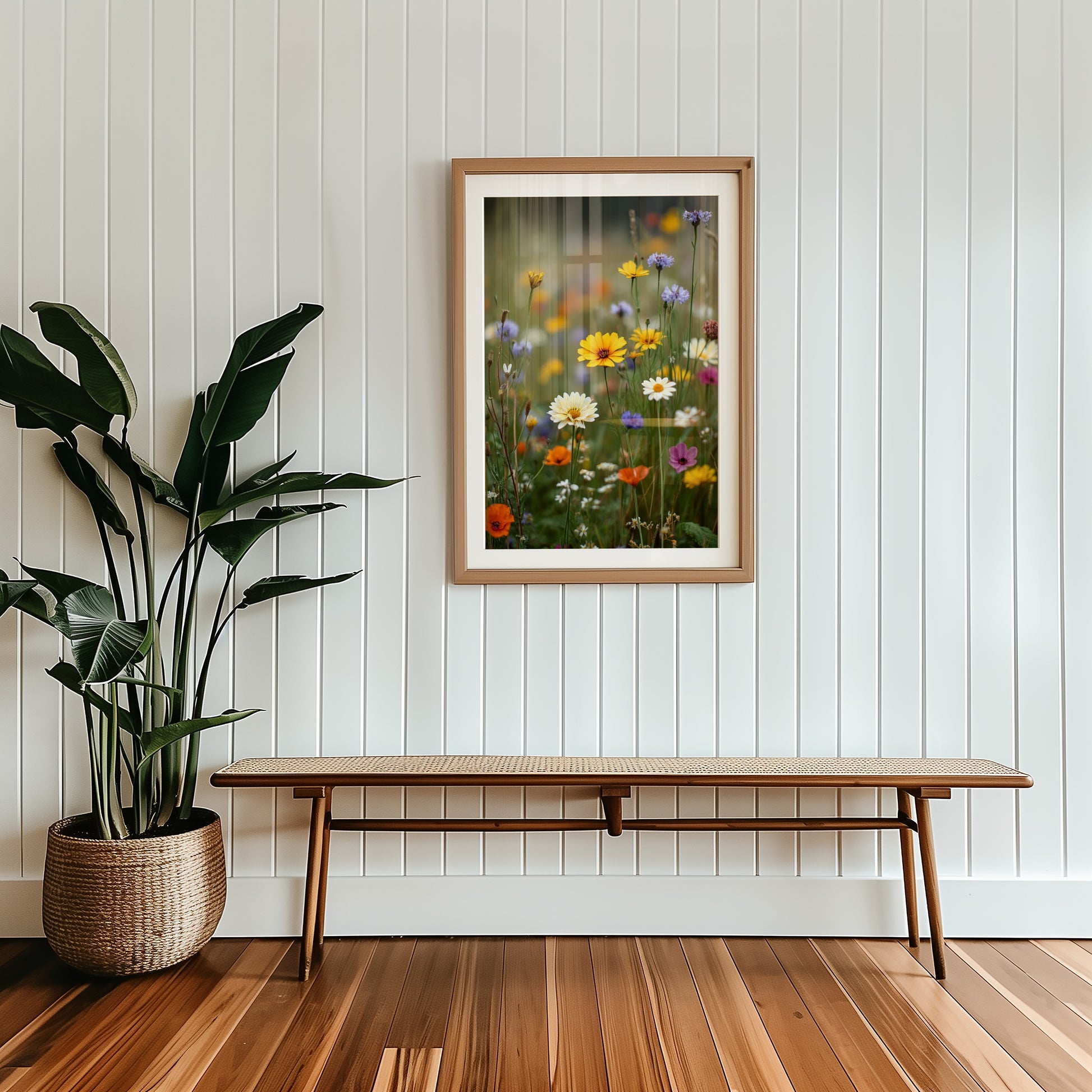 Vibrant Wildflower Field in Rustic Frame Wall Art Product