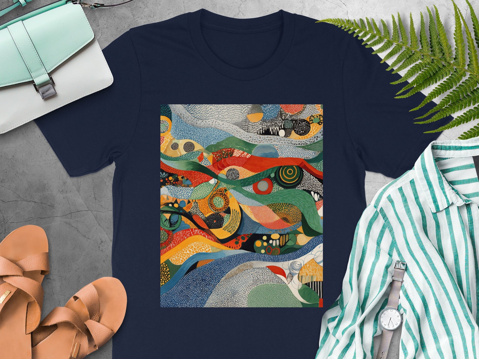 Vibrant Abstract Print Flowing Design T-shirt product type