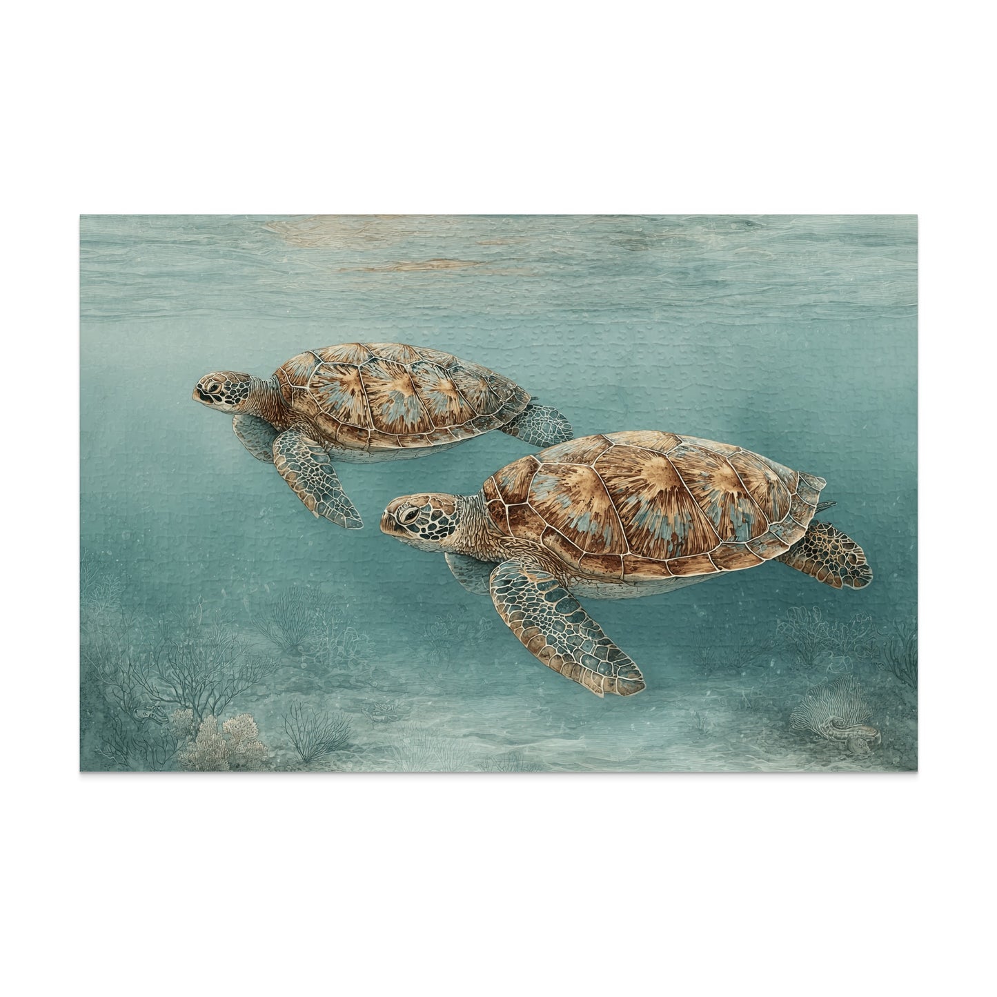Sea Turtles Underwater Wall Art for Nautical Decor