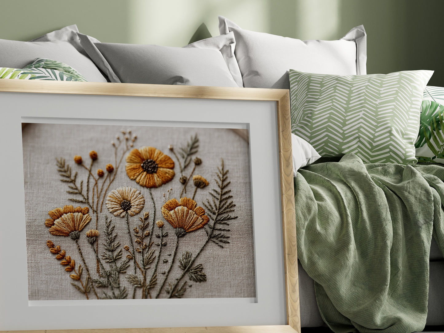 Beautiful Floral Embroidery Wall Art for Home Decor