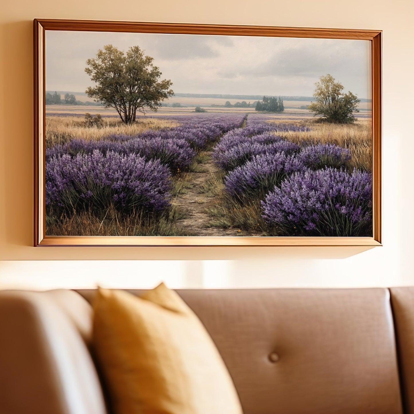 Lavender Field and Trees Nature Landscape Wall Art