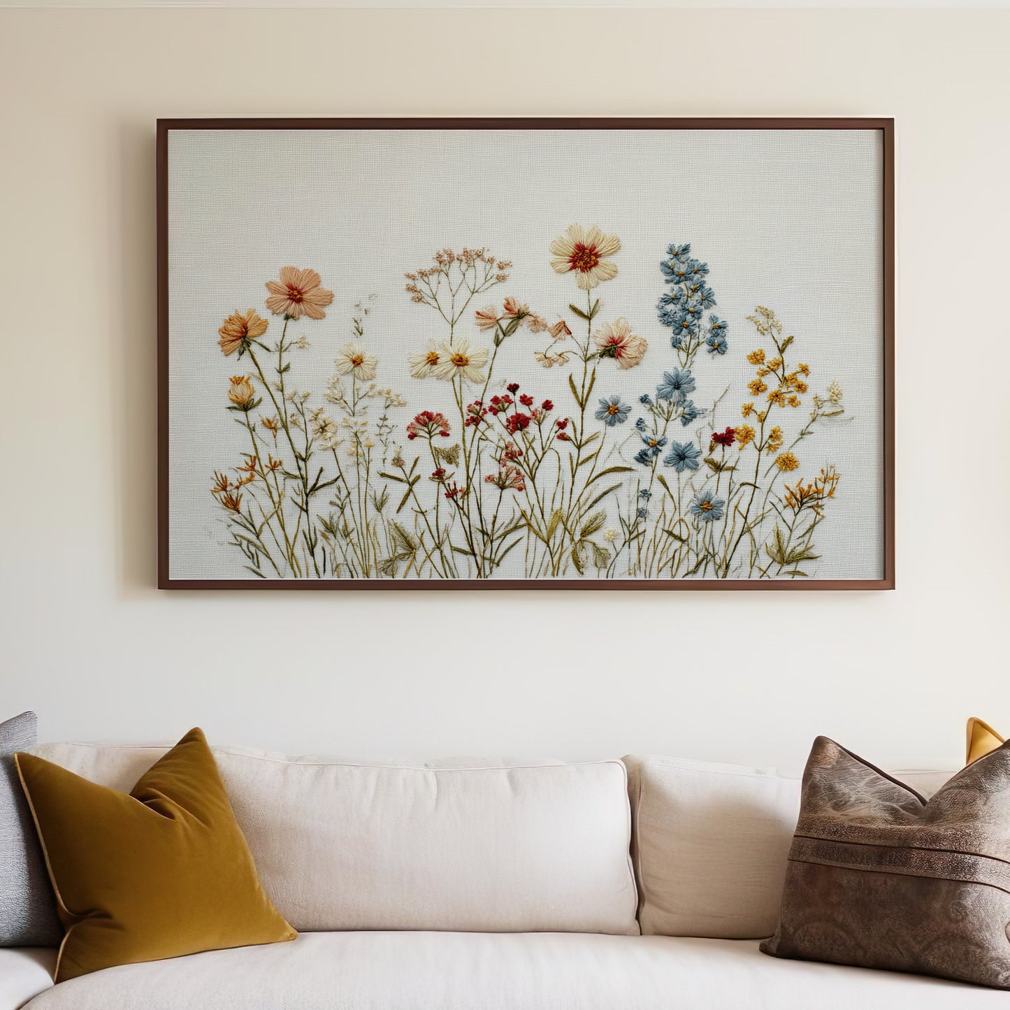 Colorful Floral Embroidery Framed Wall Art product type