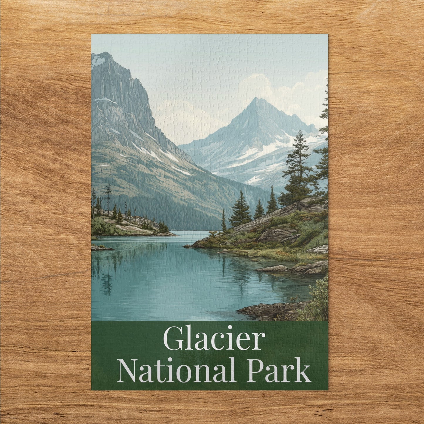Glacier National Park Scenic Lake and Mountain Puzzle