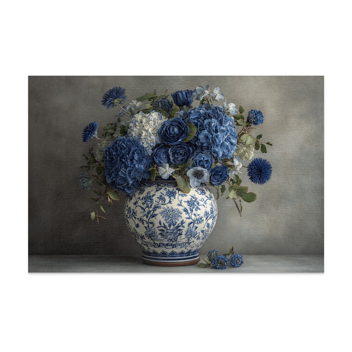 Elegant Blue and White Floral Vase Art Print
