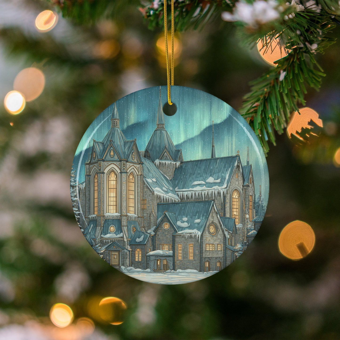 Intricate Winter Cathedral Ornament Christmas Decor