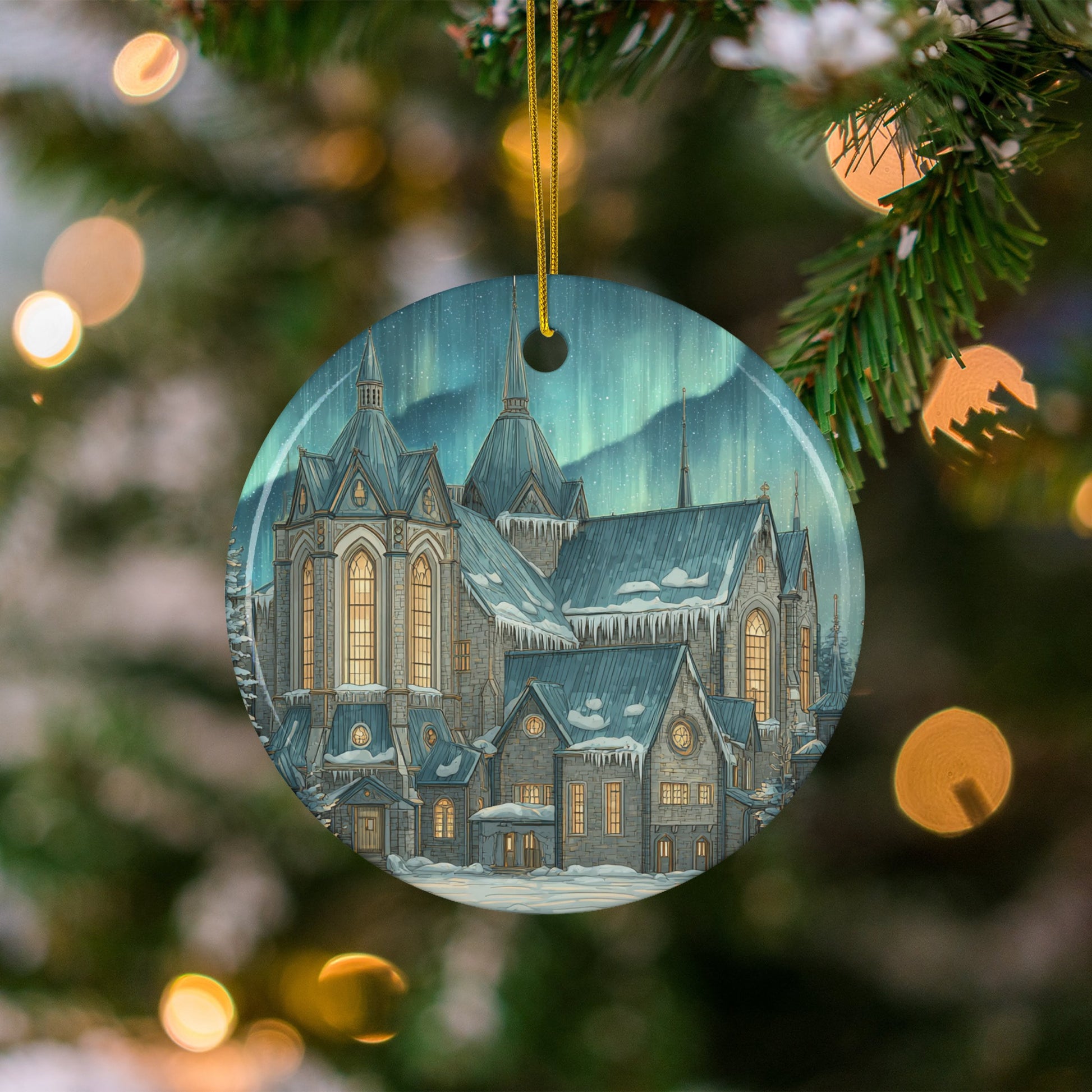 Intricate Winter Cathedral Ornament Christmas Decor