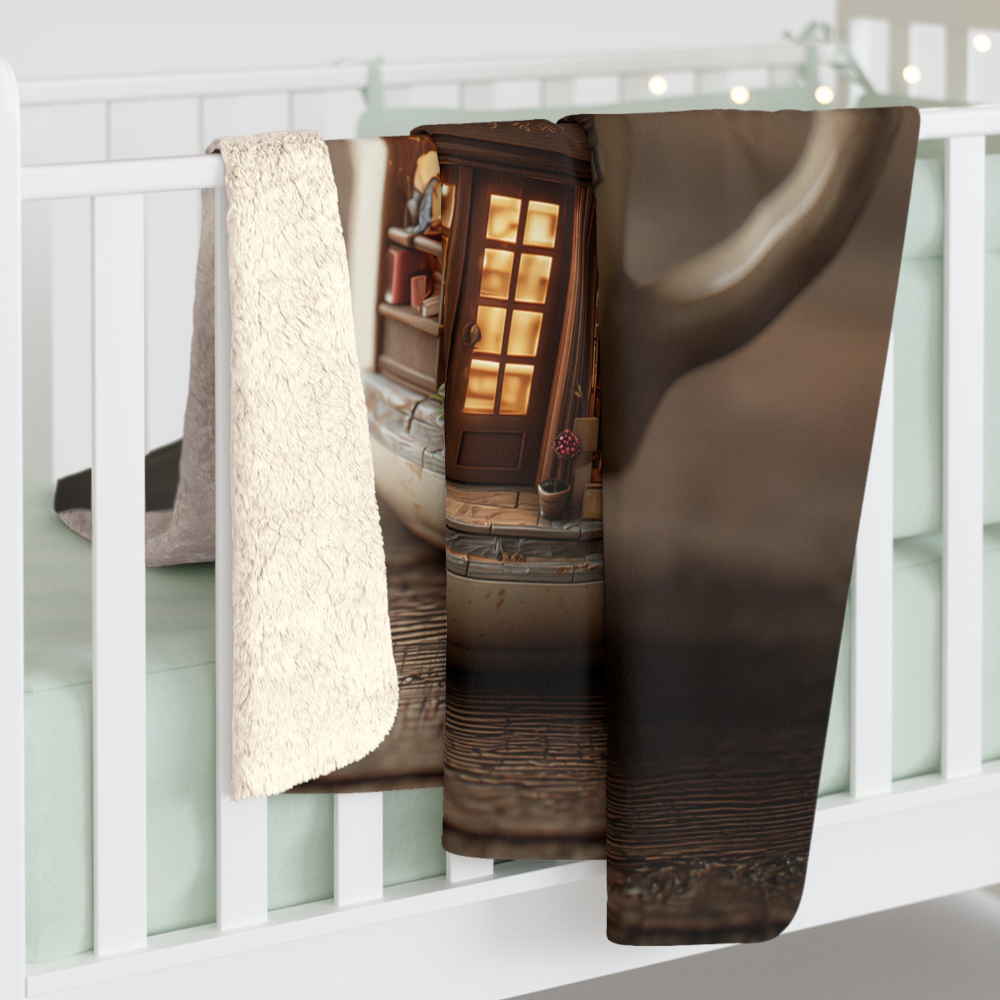 Cozy Bookshop Mug sherpa fleece blanket — warm reading nook throw, book lover gift, literary home decor