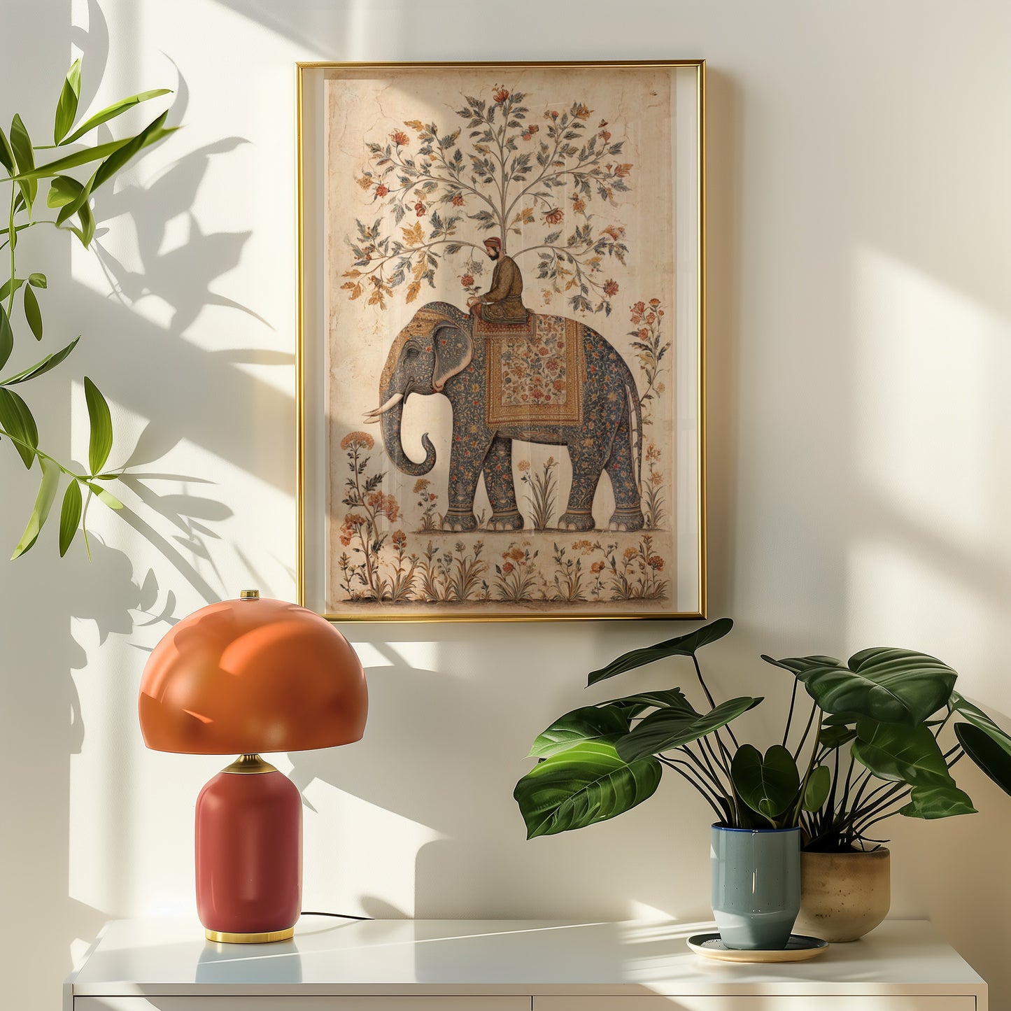 Elephant and Floral Wall Art for Home Decor
