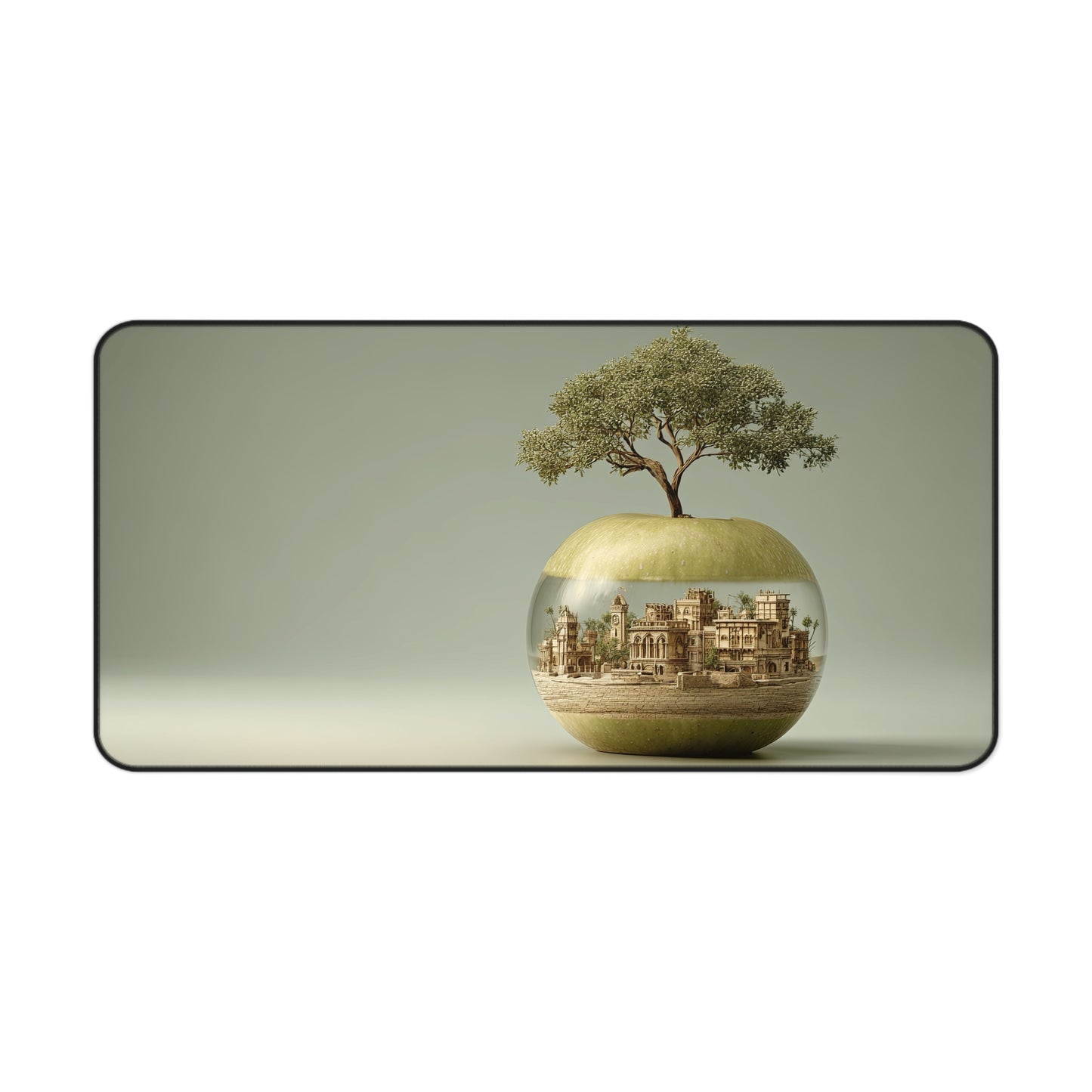 Surreal Tree Globe Desk Mat — Miniature City in an Apple Mouse Pad