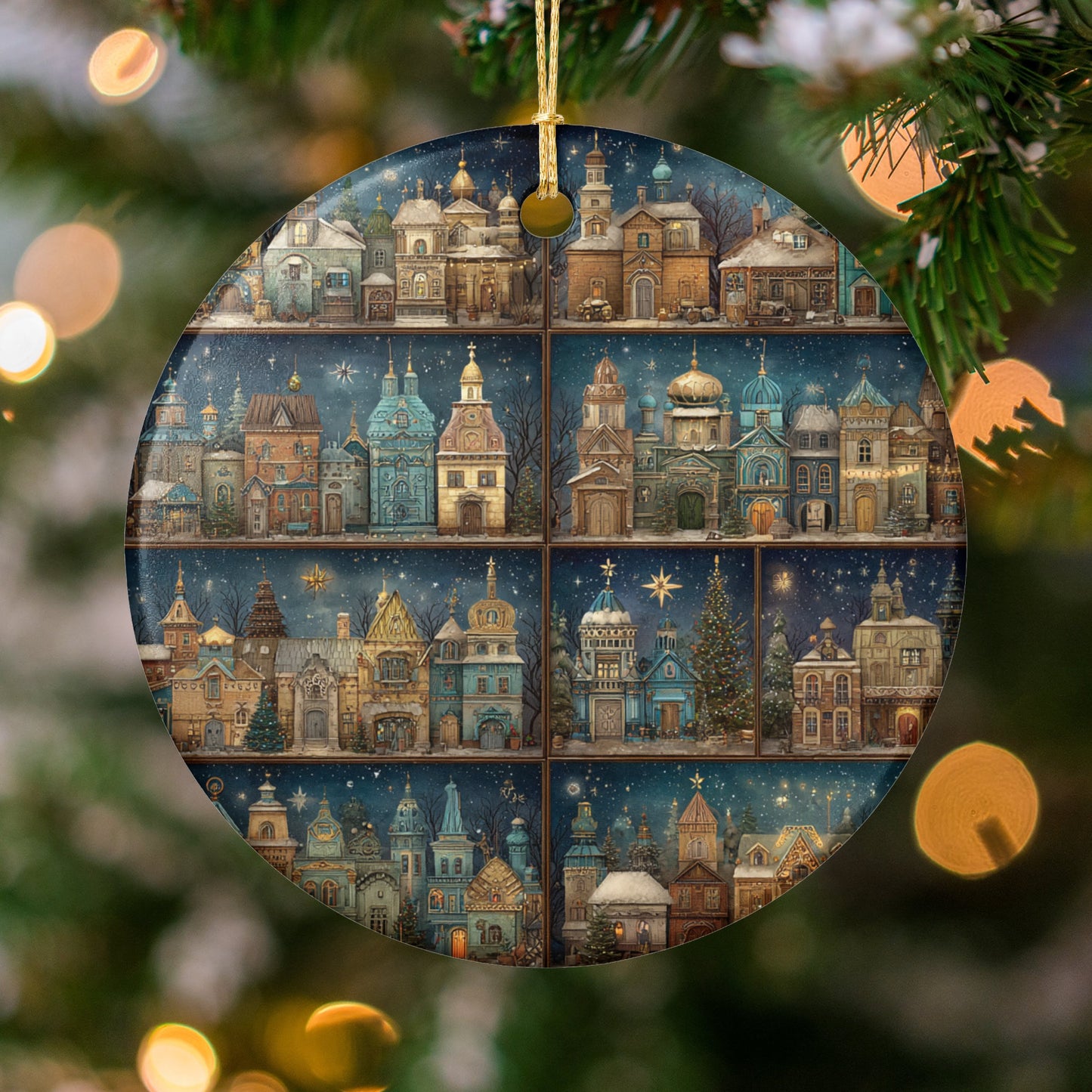 Hand-painted Christmas Town Ornament Holiday Decor