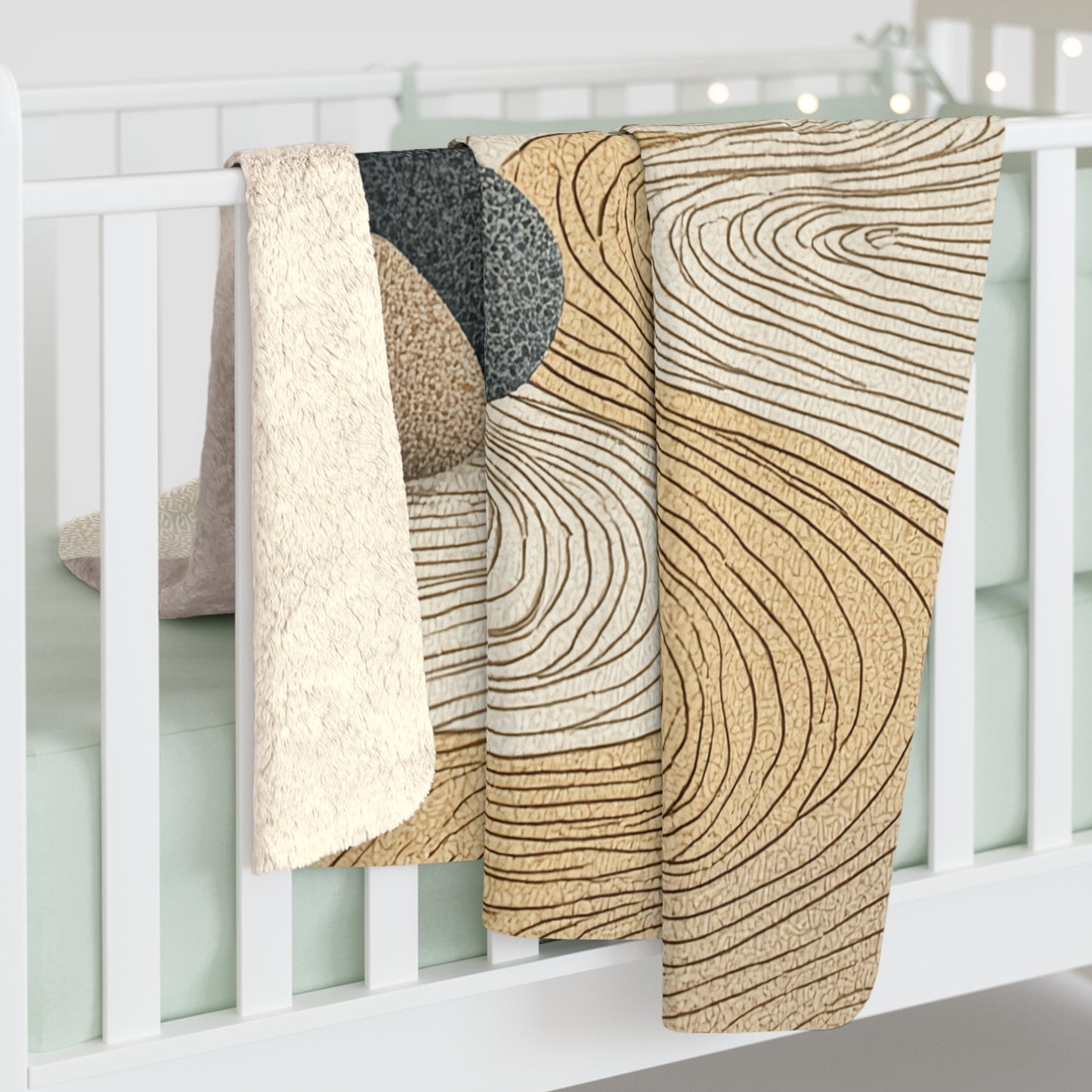 Zen Stone Stack sherpa fleece blanket — calming spa-inspired throw, meditation gift, self care, neutral decor