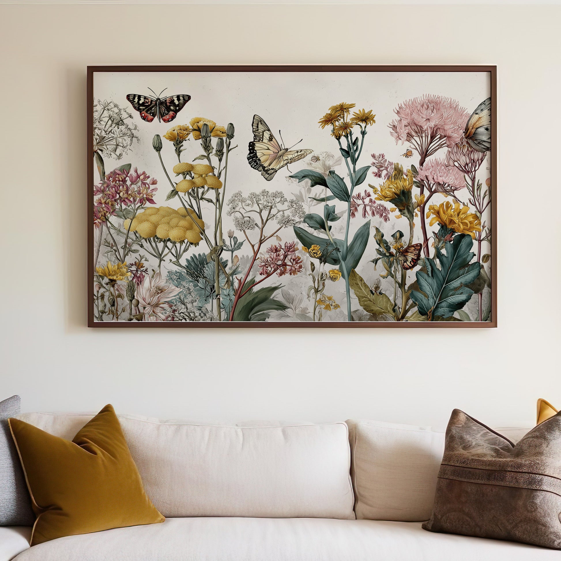 Vibrant Botanical Wildflower Butterfly Wall Art Decor product type