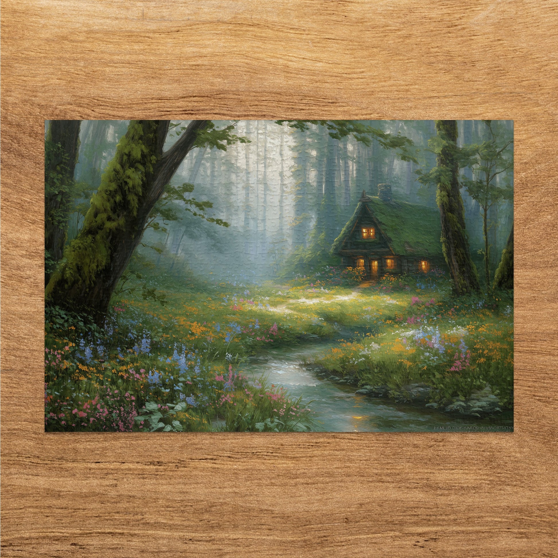 Mystical Forest Cabin Glowing Windows Stream Wildflowers product type
enchanted forest, fantasy cabin, woodland scene, magical landscape, misty forest, stream art, wildflowers, cozy home, nature painting, fairytale art, dreamy scene, rustic cabin, forest trees, glowing windows, mossy trees, serene view, spring meadow, peaceful setting, digital painting, artistic render