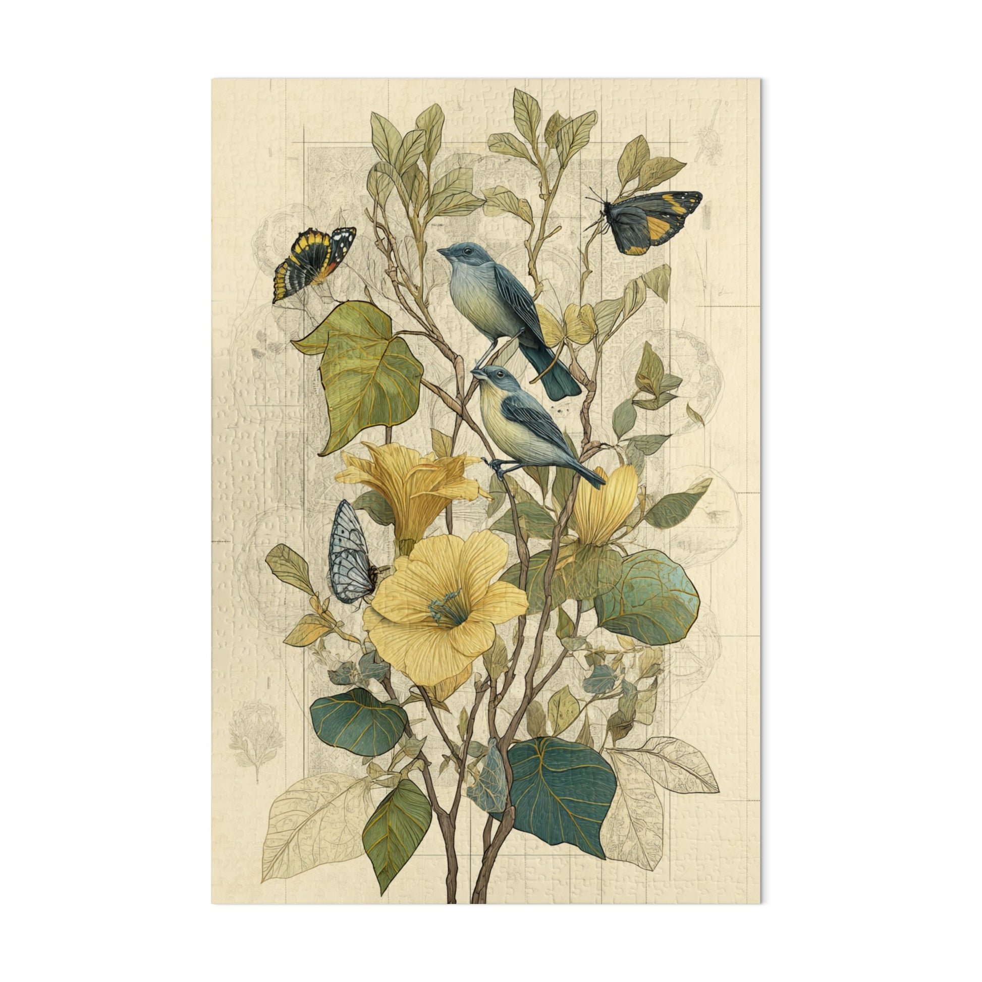 Beautiful Botanical Art with Birds and Butterflies Decor