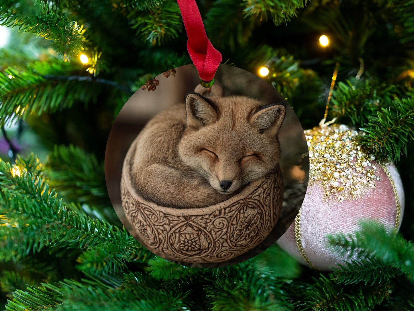 Fox Animal Art Print Christmas Ornament Product