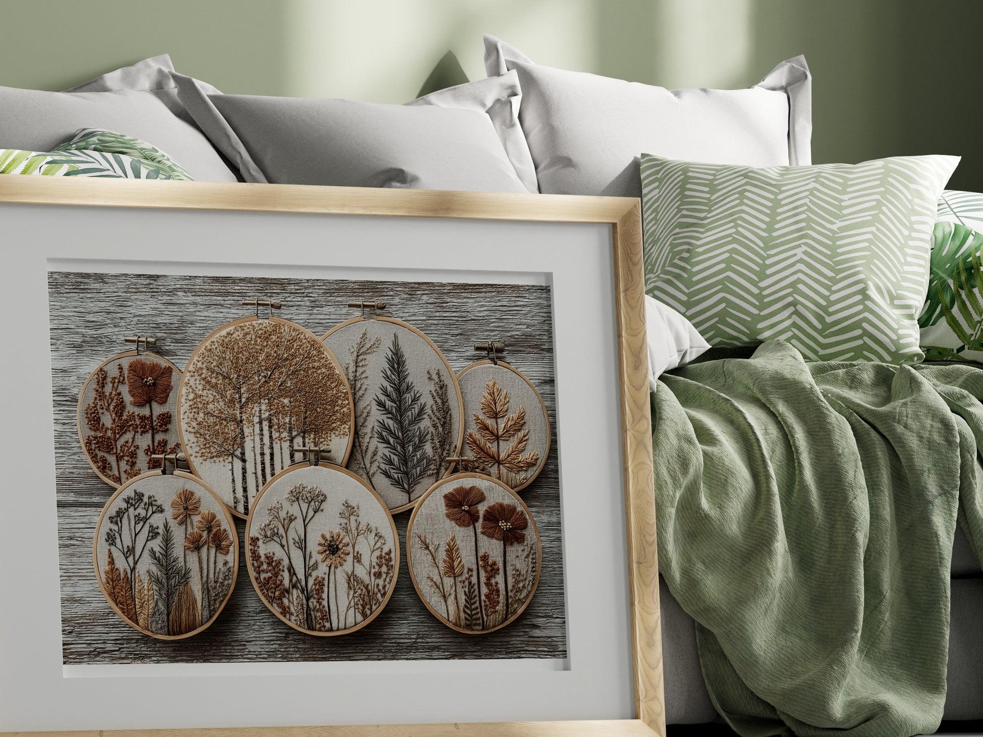 Embroidery Art with Nature Designs Wall Decor Product