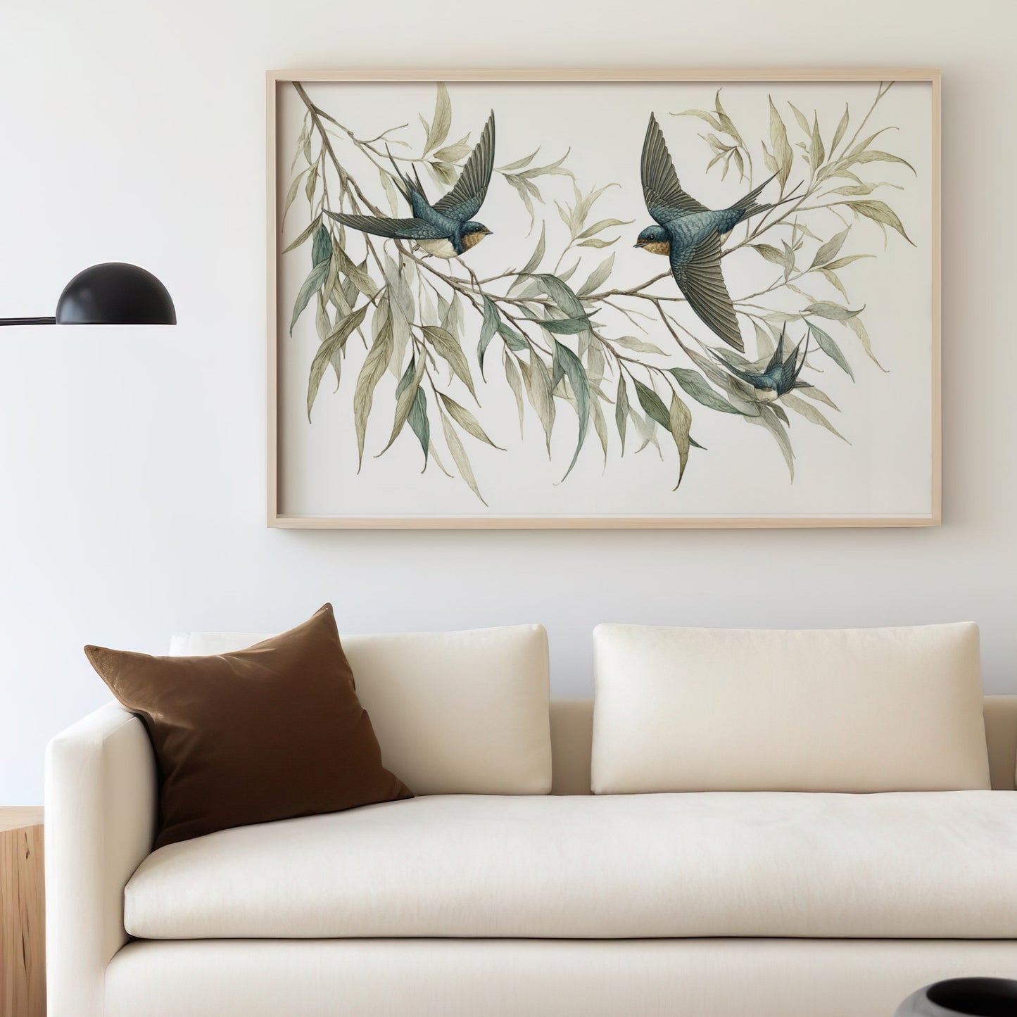 Beautiful Framed Artwork with Birds in Minimalist Design
