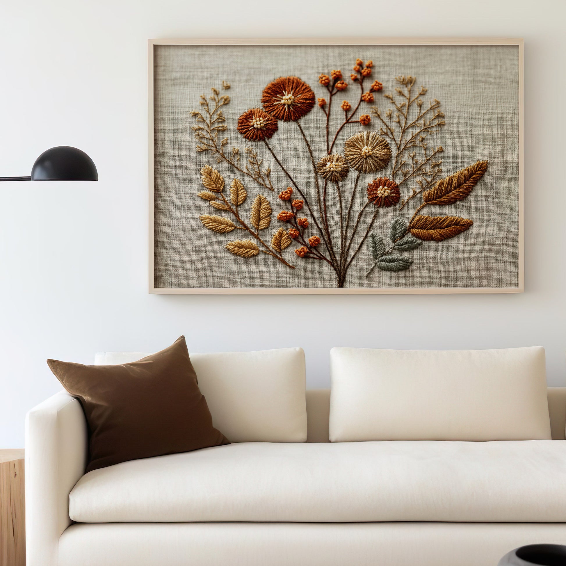 Autumn Harvest Nature Inspired Embroidered Wall Art